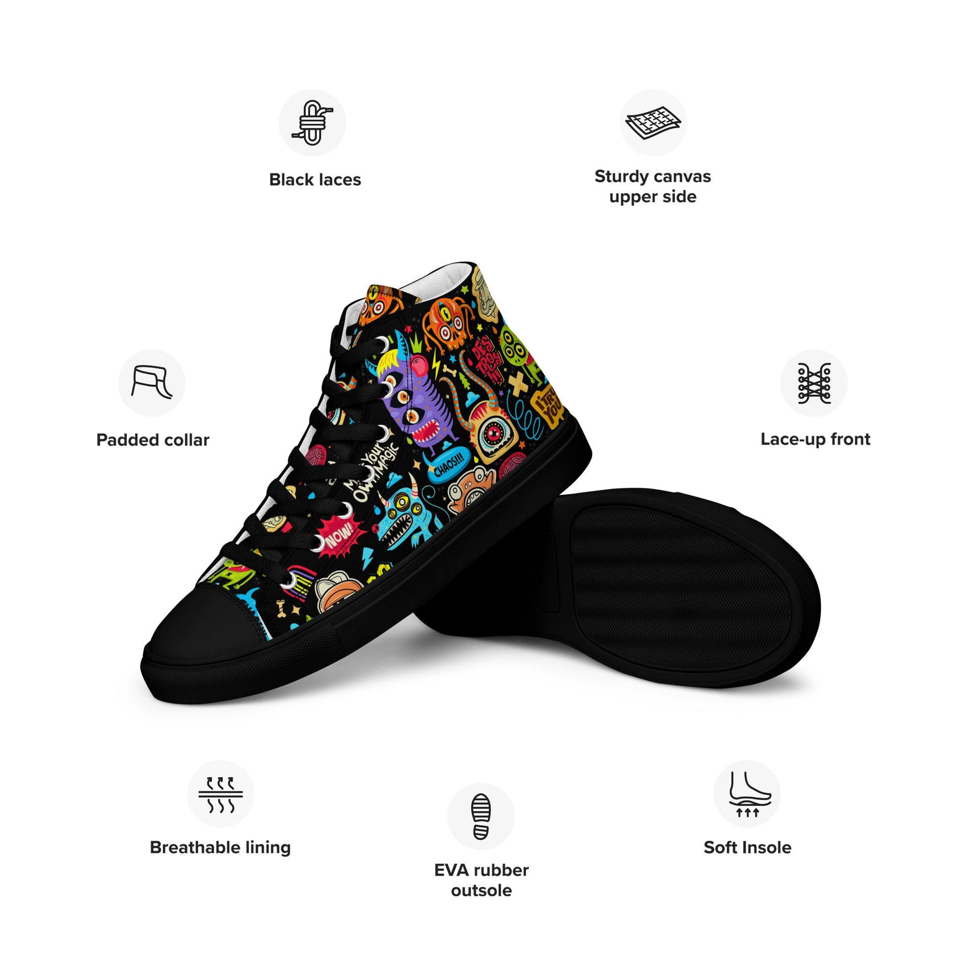 Unisex high top canvas shoes - Little monsters - Shoes