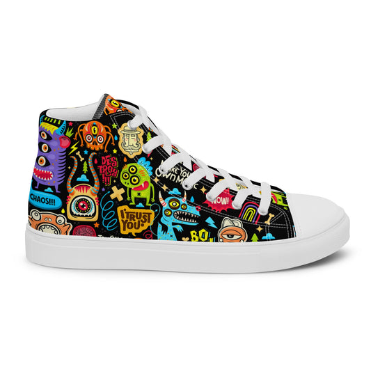 Unisex high top canvas shoes - Little monsters - White / 5 - Shoes