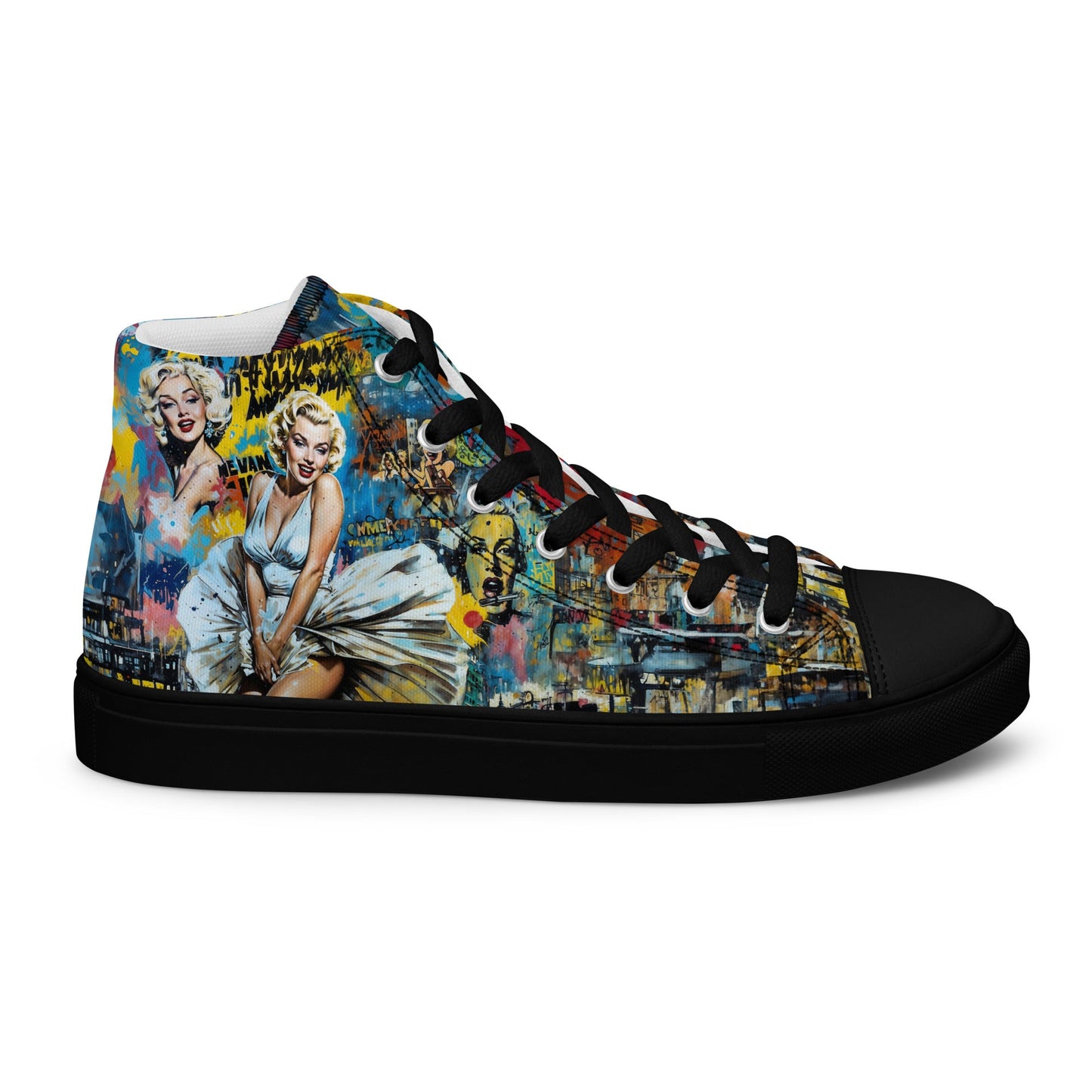 Unisex high top canvas shoes - Marilyn Monroe - Black / 5 - Shoes