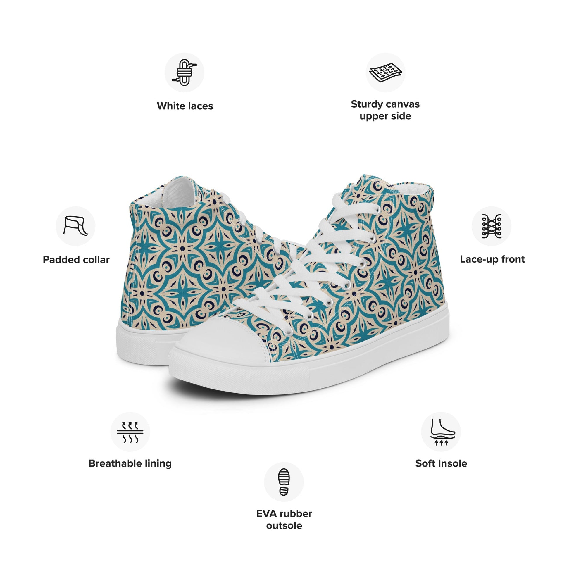 Unisex high top canvas shoes - Oriental Pattern - Shoes