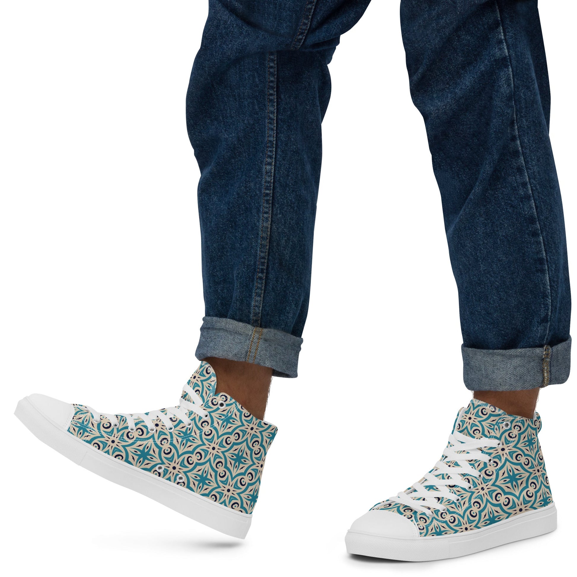 Unisex high top canvas shoes - Oriental Pattern - Shoes
