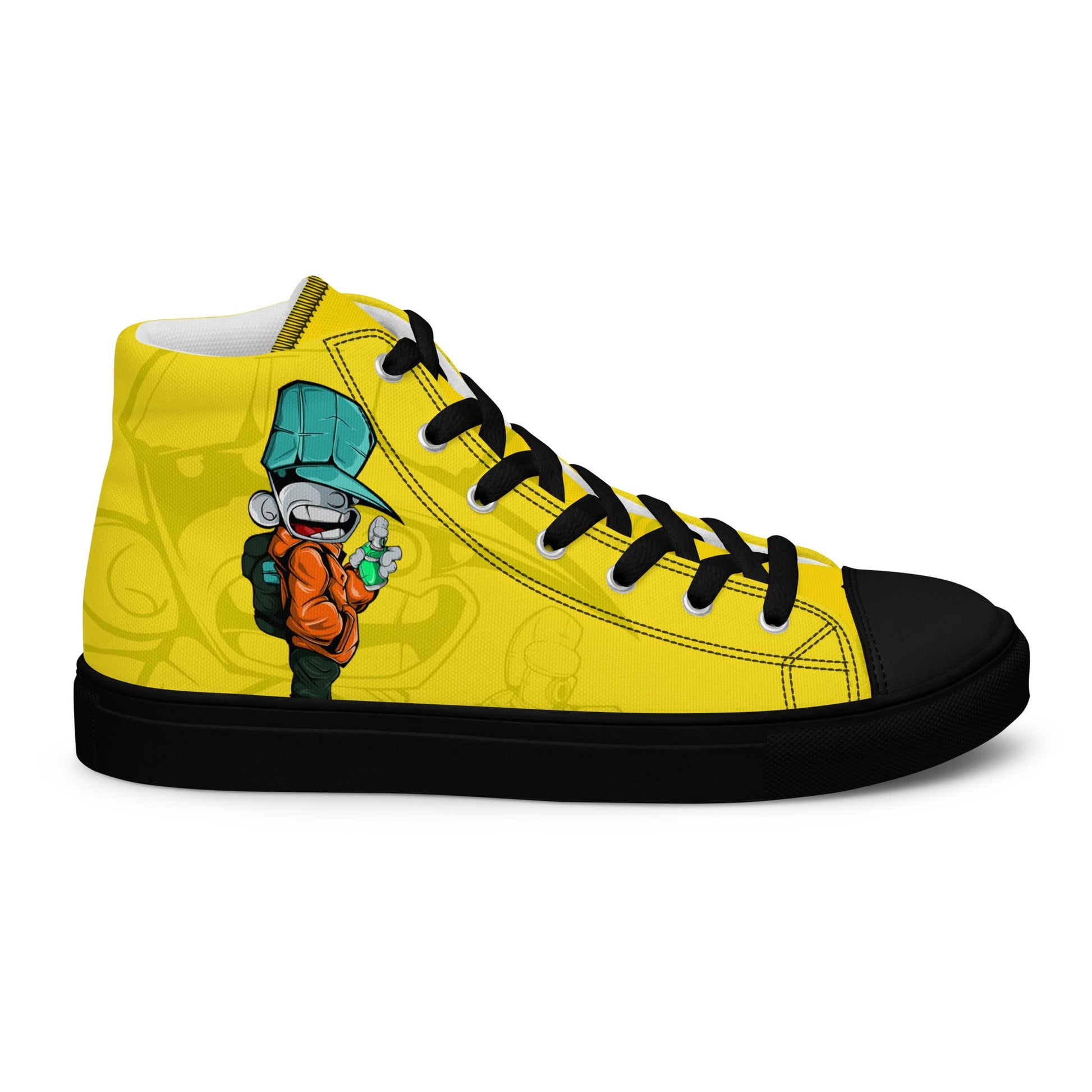 Unisex high top canvas shoes- Sprayer - Black / 5 - Shoes