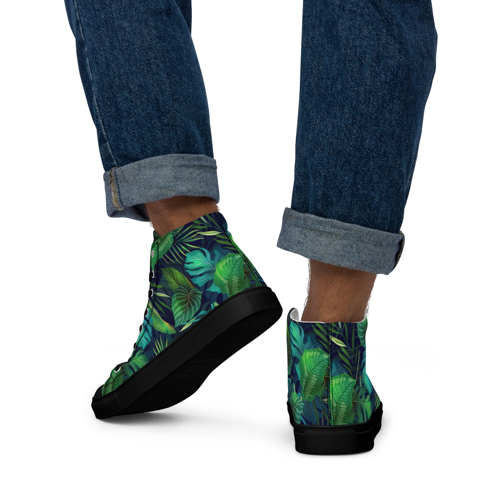 Unisex high top canvas shoes - Tropical - Shoes