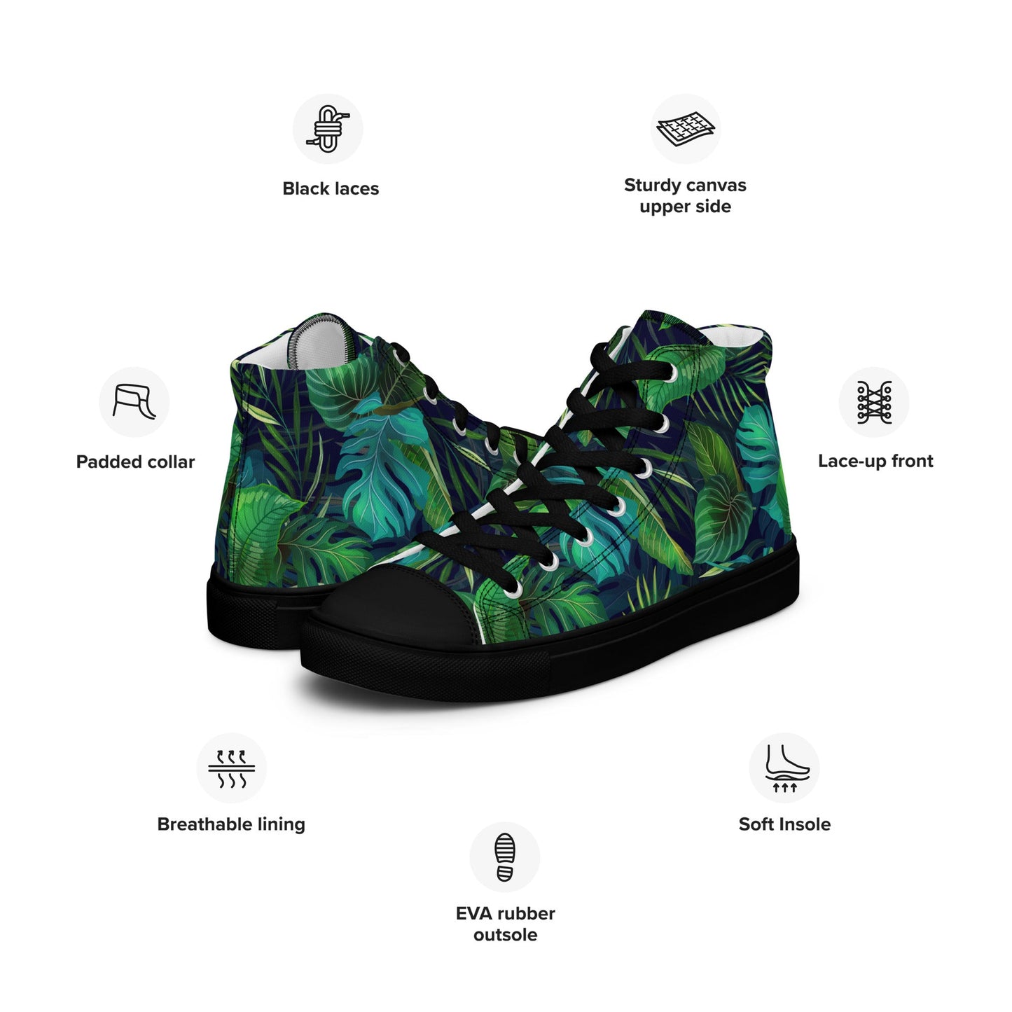 Unisex high top canvas shoes - Tropical - Shoes