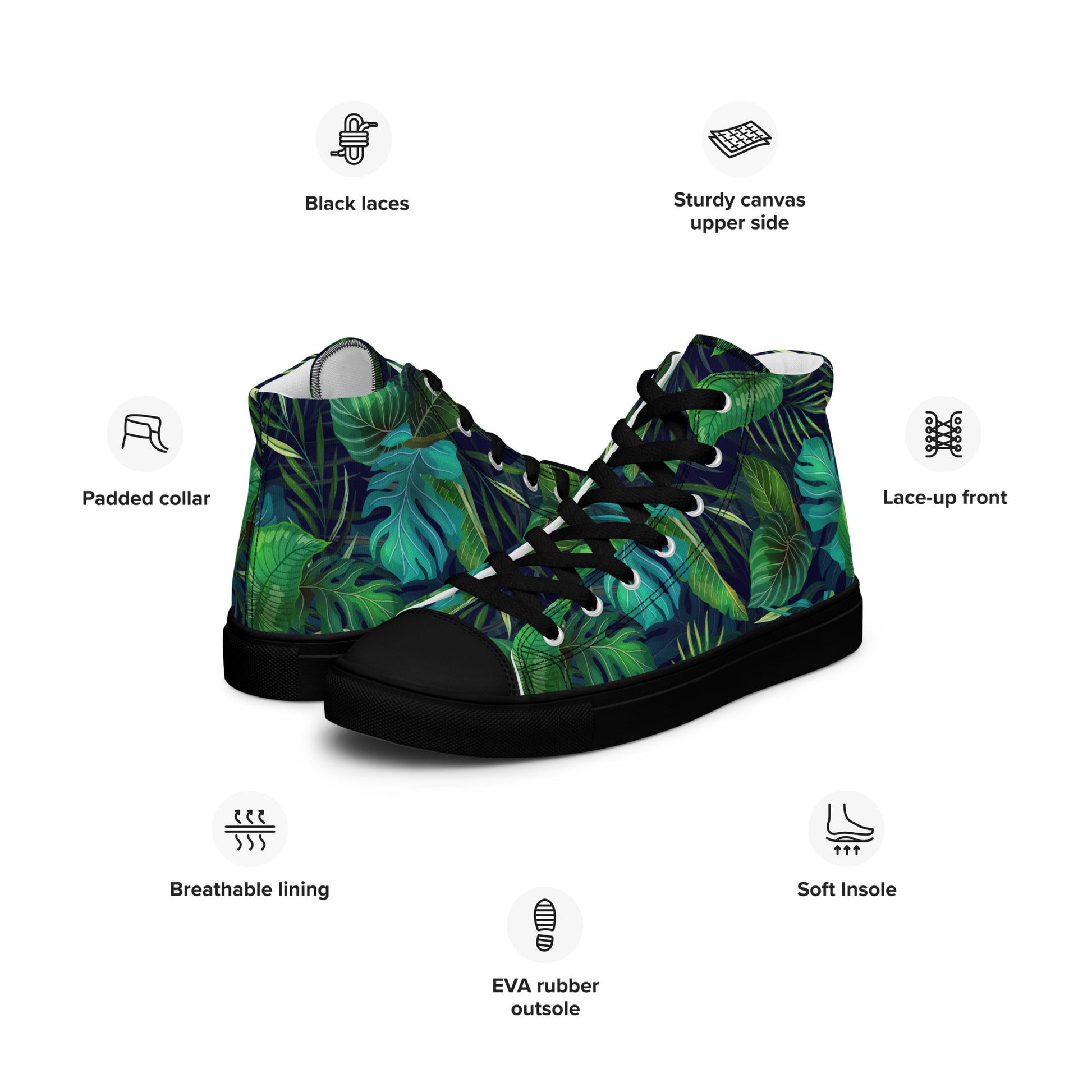 Unisex high top canvas shoes - Tropical - Shoes