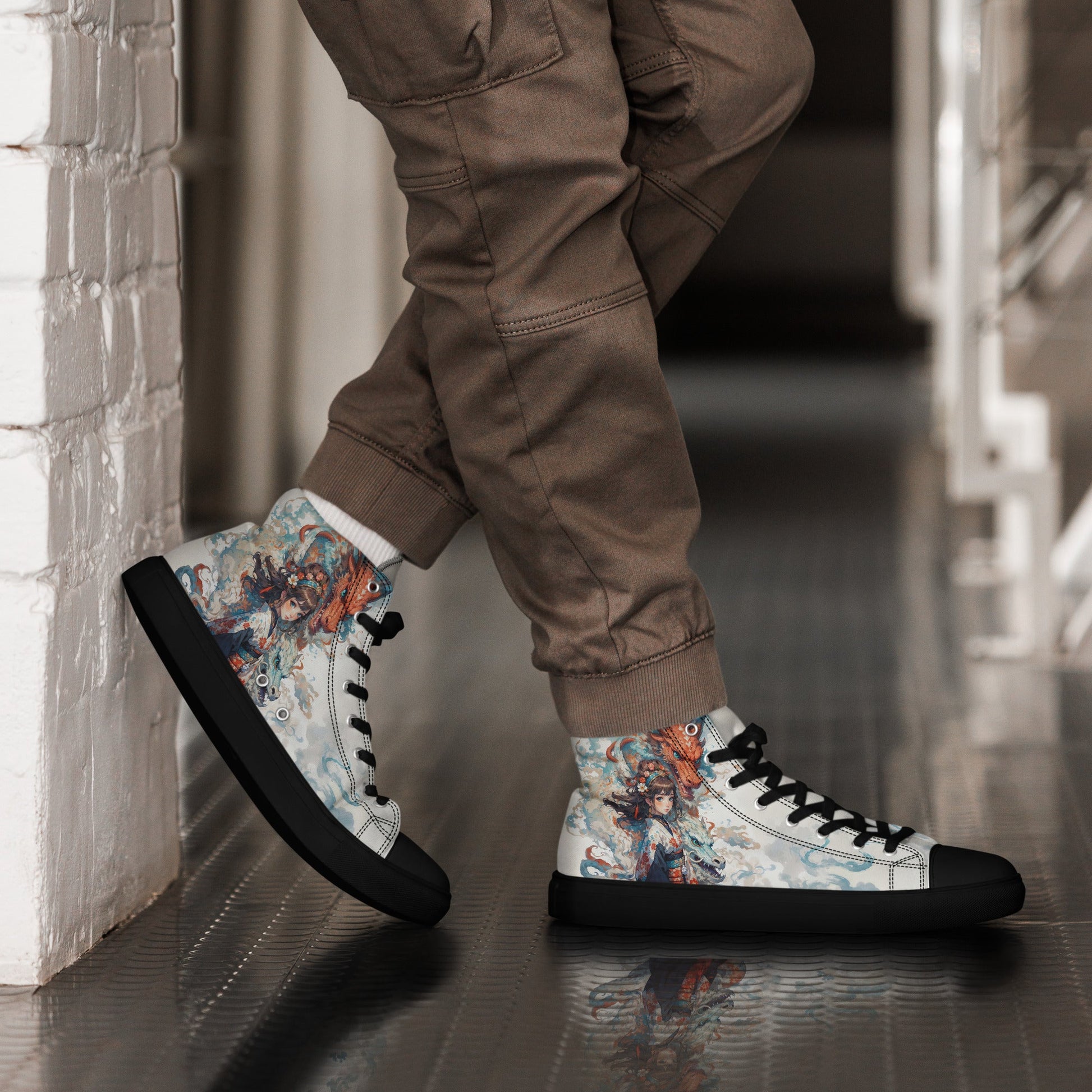 Unisex high top canvas shoes - Two Dragons - Shoes