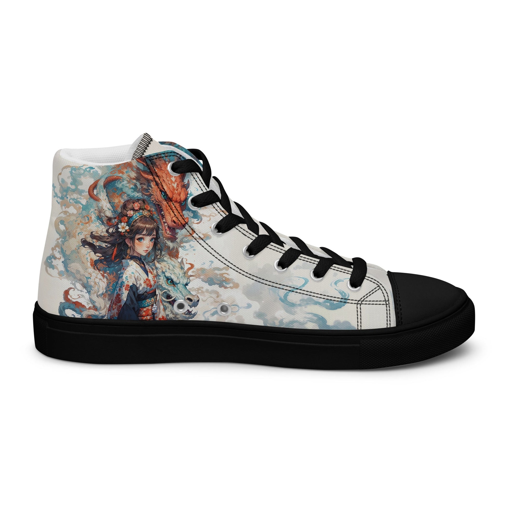 Unisex high top canvas shoes - Two Dragons - Shoes