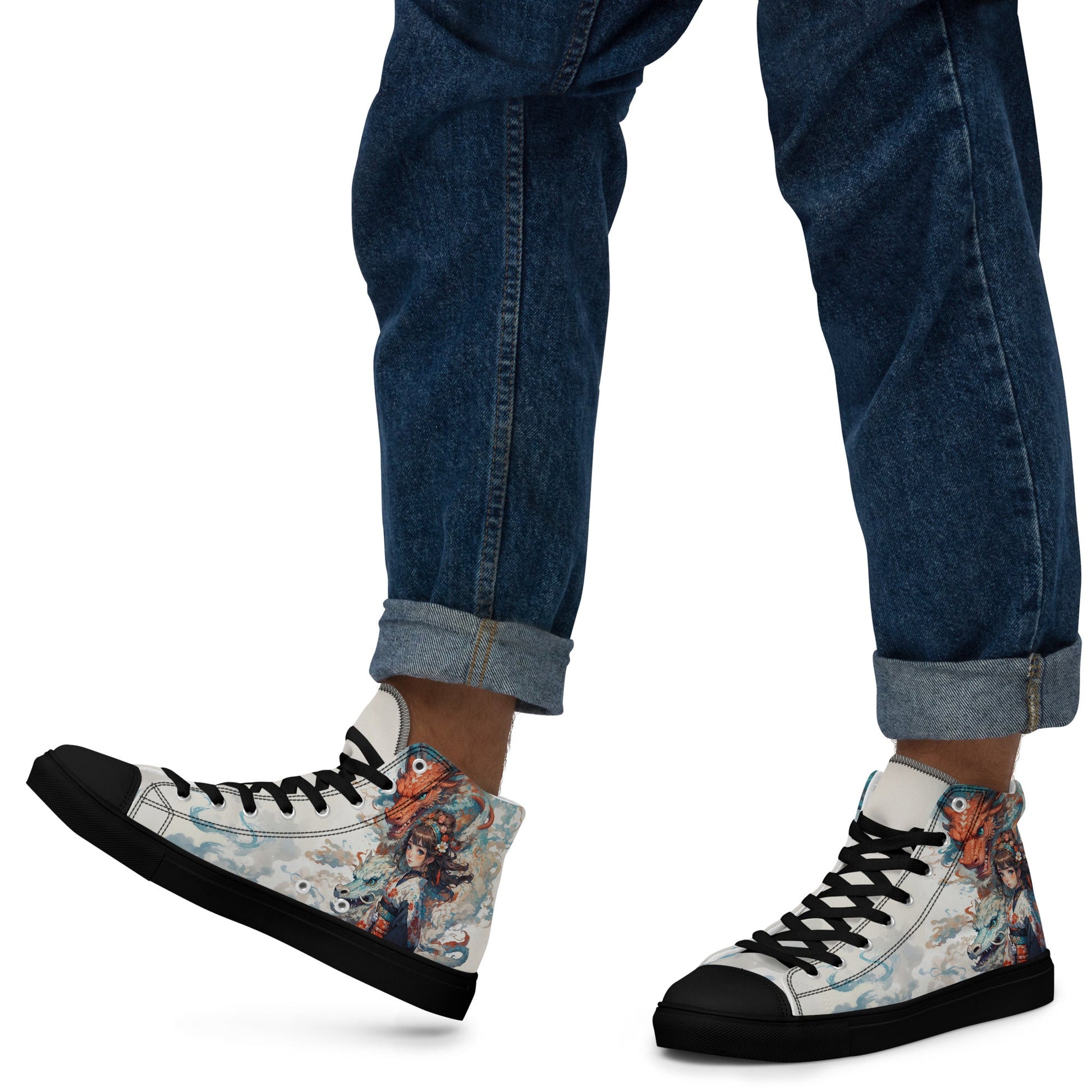 Unisex high top canvas shoes - Two Dragons - Shoes