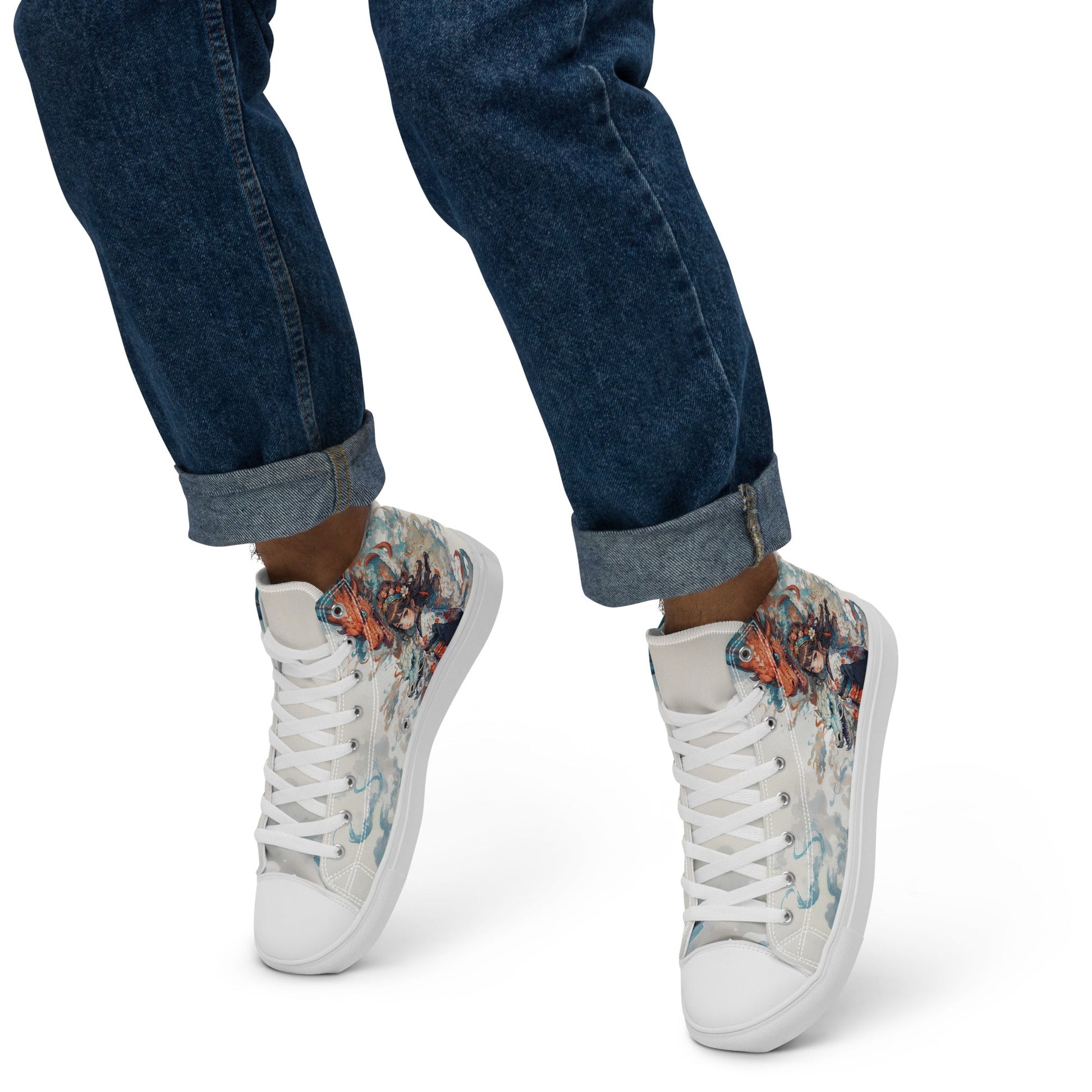 Unisex high top canvas shoes - Two Dragons - Shoes