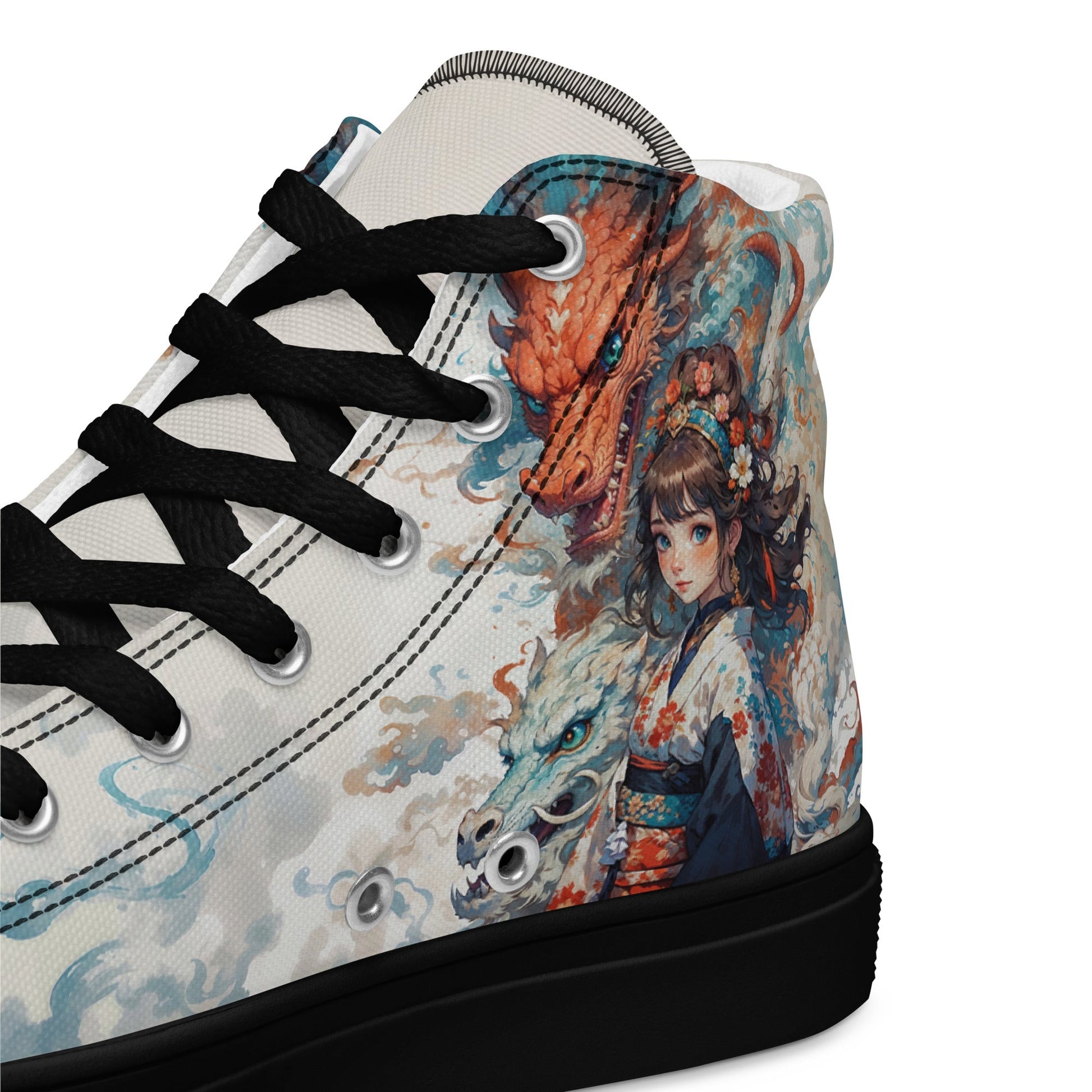 Unisex high top canvas shoes - Two Dragons - Shoes