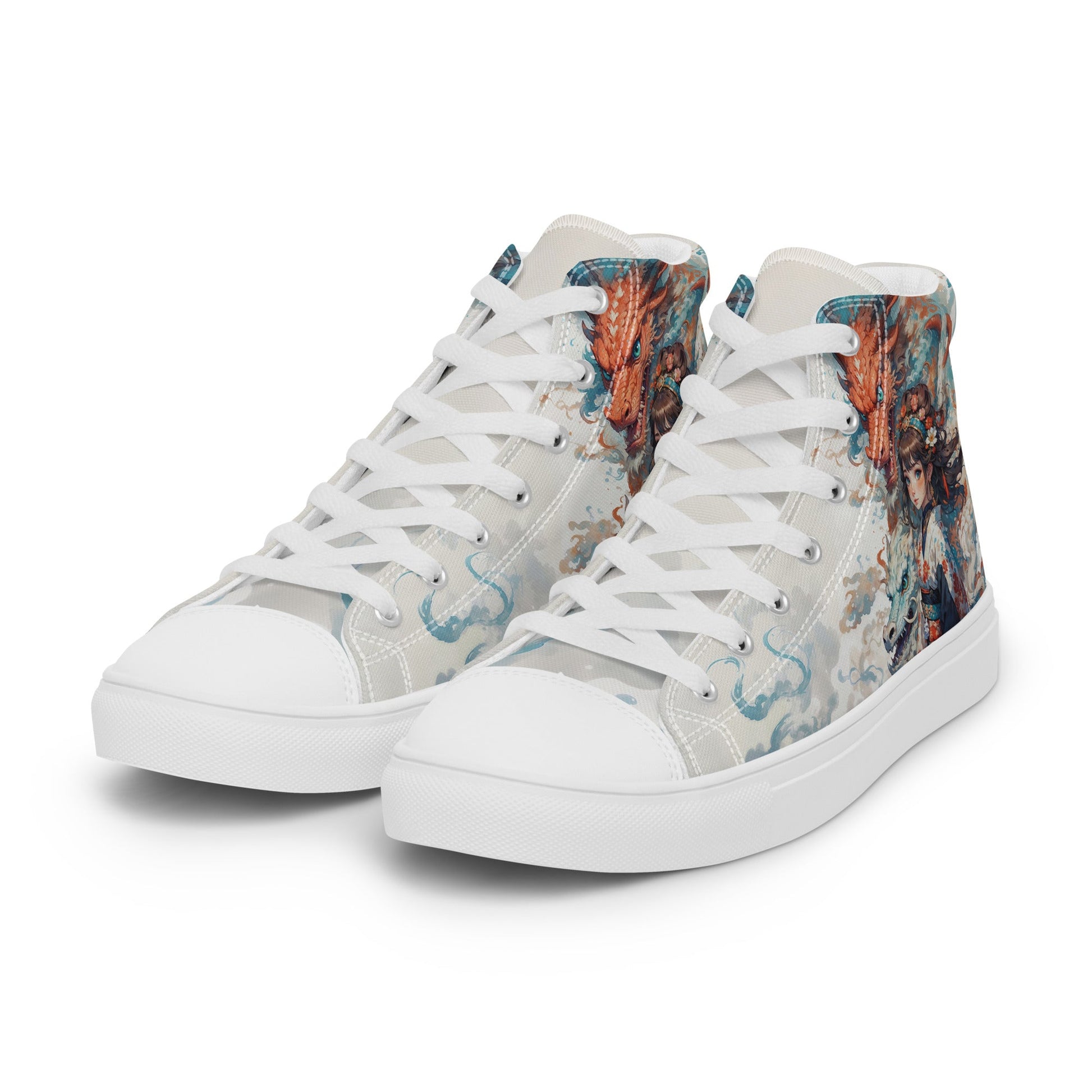 Unisex high top canvas shoes - Two Dragons - Shoes