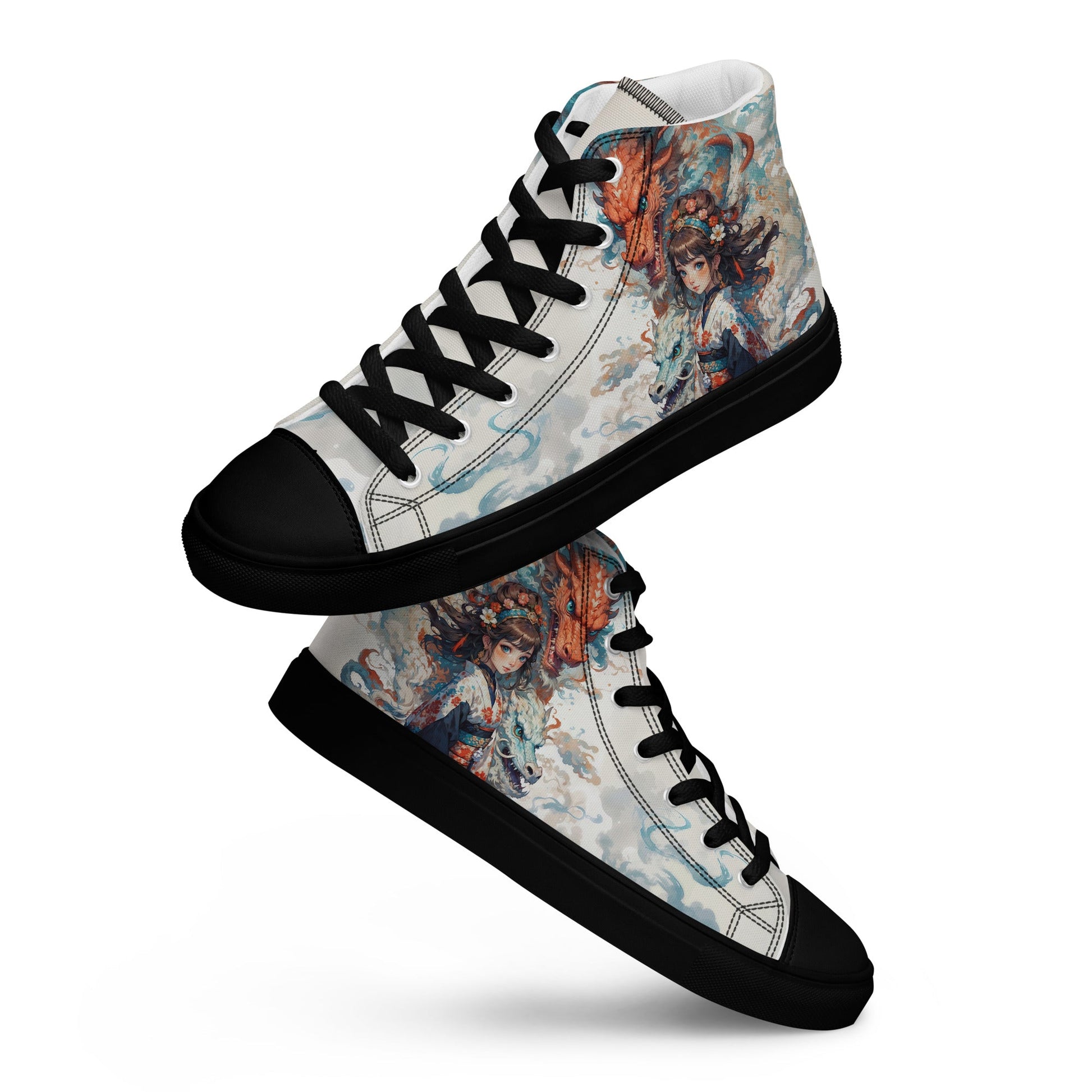 Unisex high top canvas shoes - Two Dragons - Shoes