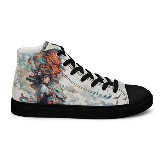 Unisex high top canvas shoes - Two Dragons - Black / 5 - Shoes