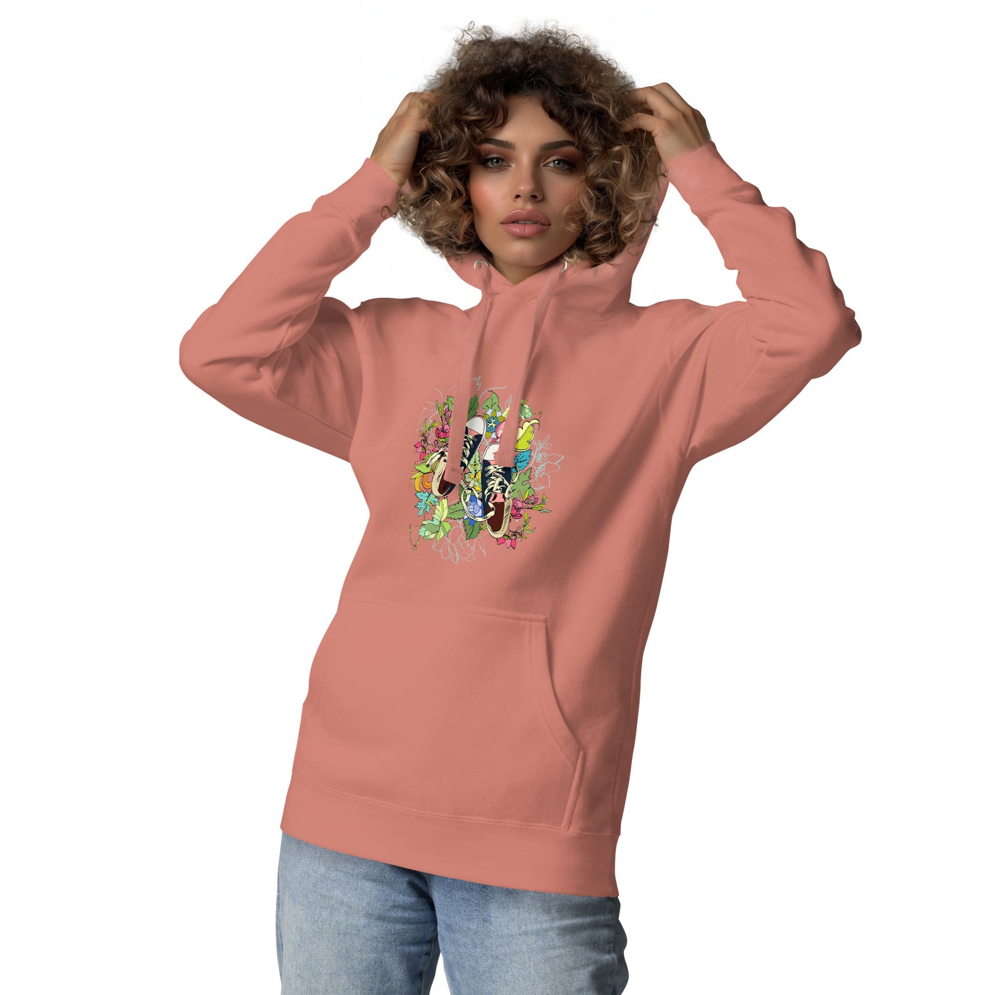 Unisex Hoodie - Floral Sneaker Fusion - Hoodie