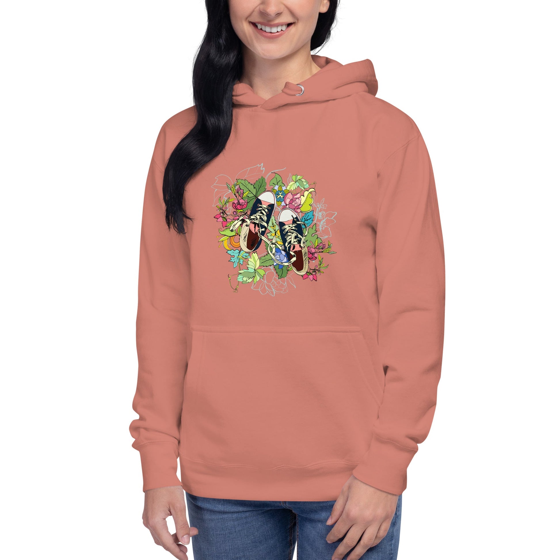 Unisex Hoodie - Floral Sneaker Fusion - Hoodie