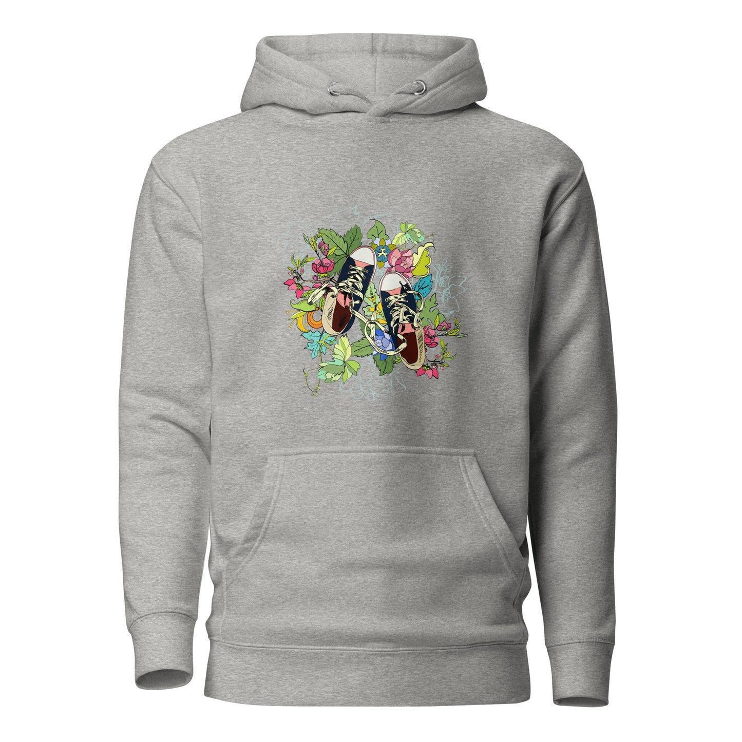 Unisex Hoodie - Floral Sneaker Fusion - Carbon Grey / S - Hoodie