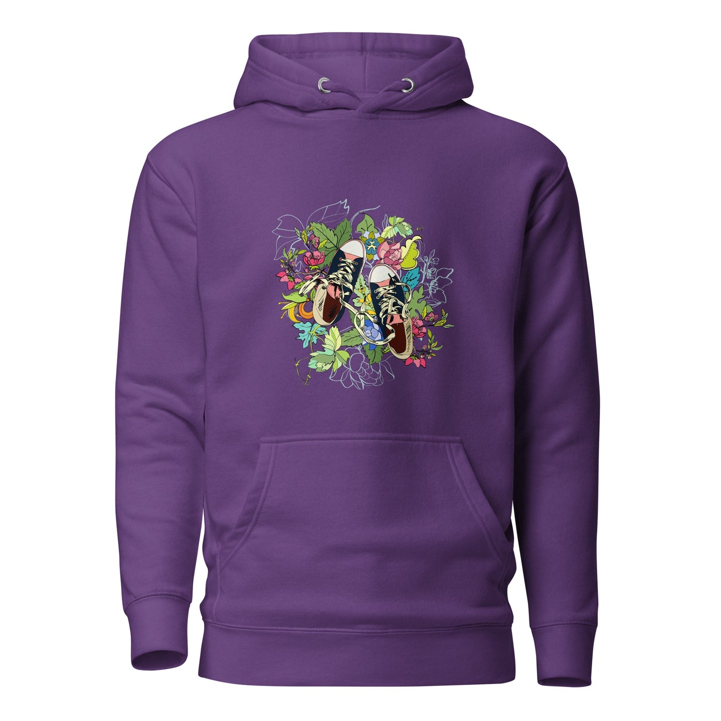 Unisex Hoodie - Floral Sneaker Fusion - Purple / S - Hoodie