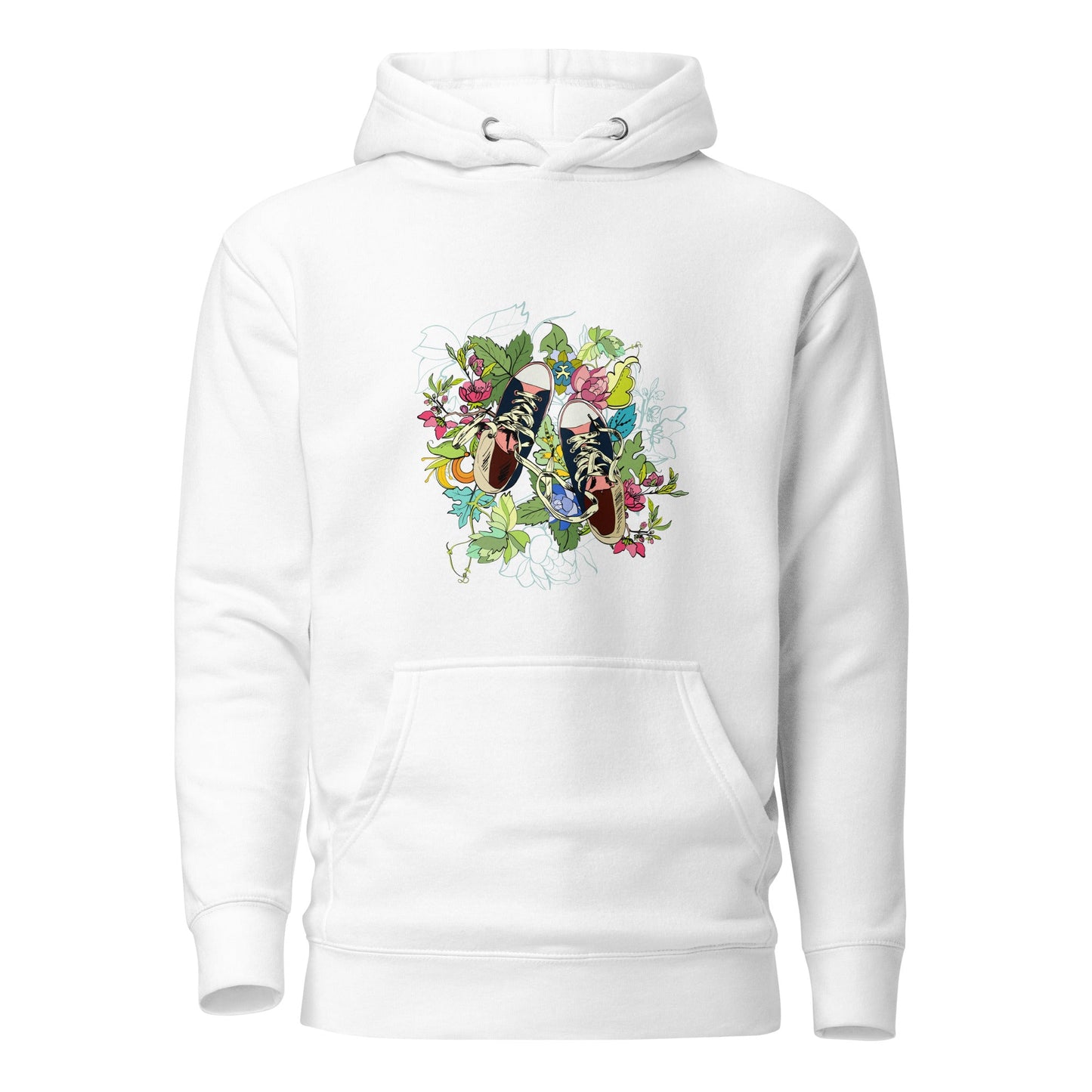 Unisex Hoodie - Floral Sneaker Fusion - White / S - Hoodie