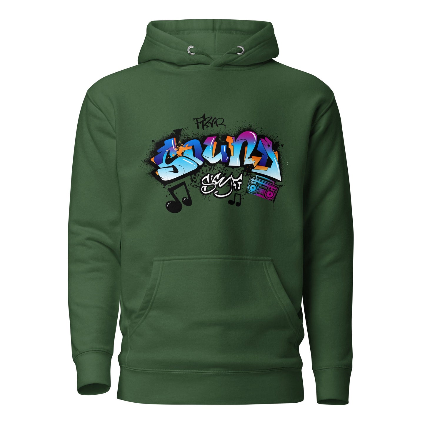 Unisex Hoodie- Sonic Graffiti Vibes - Forest Green / S - Hoodie