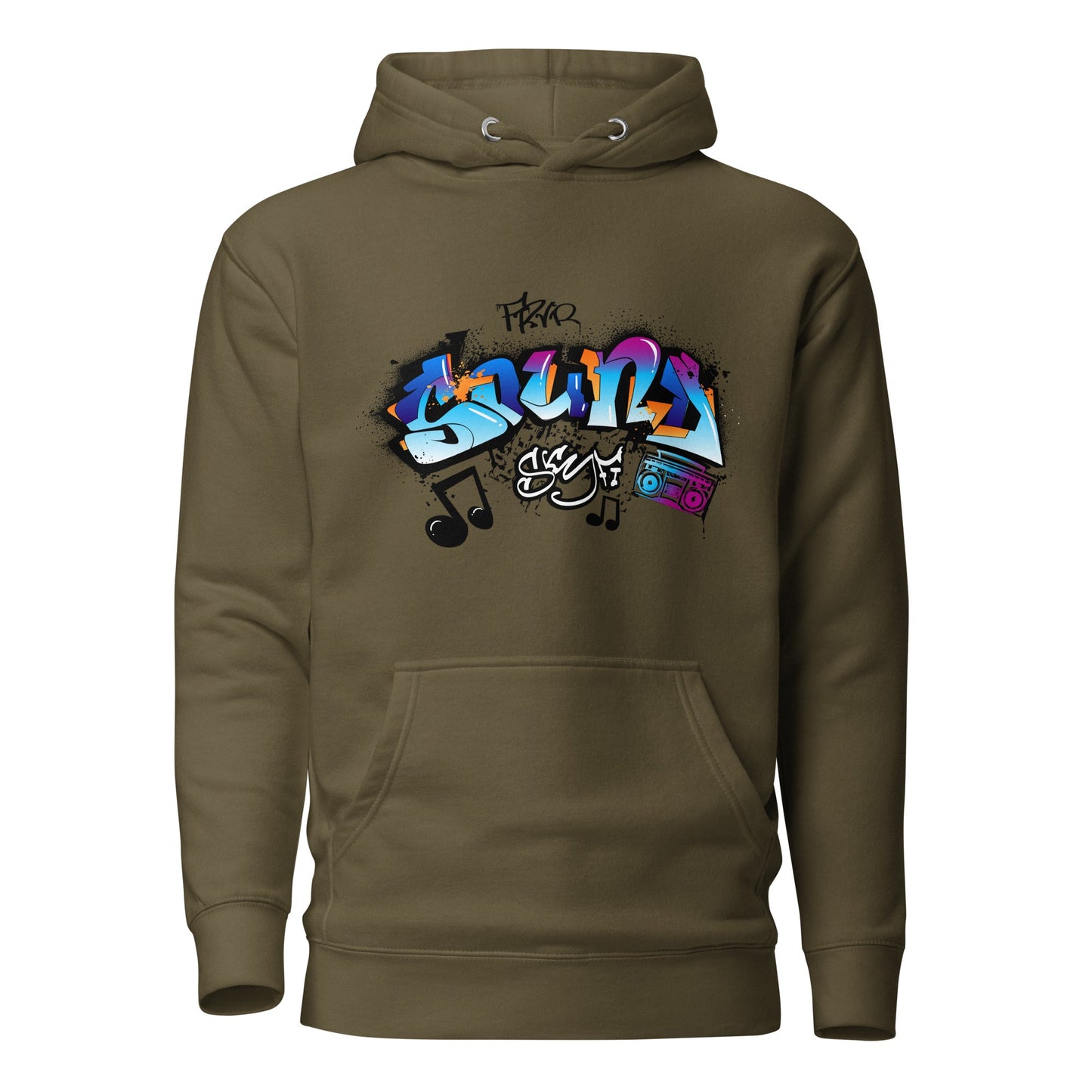 Unisex Hoodie- Sonic Graffiti Vibes - Military Green / S - Hoodie