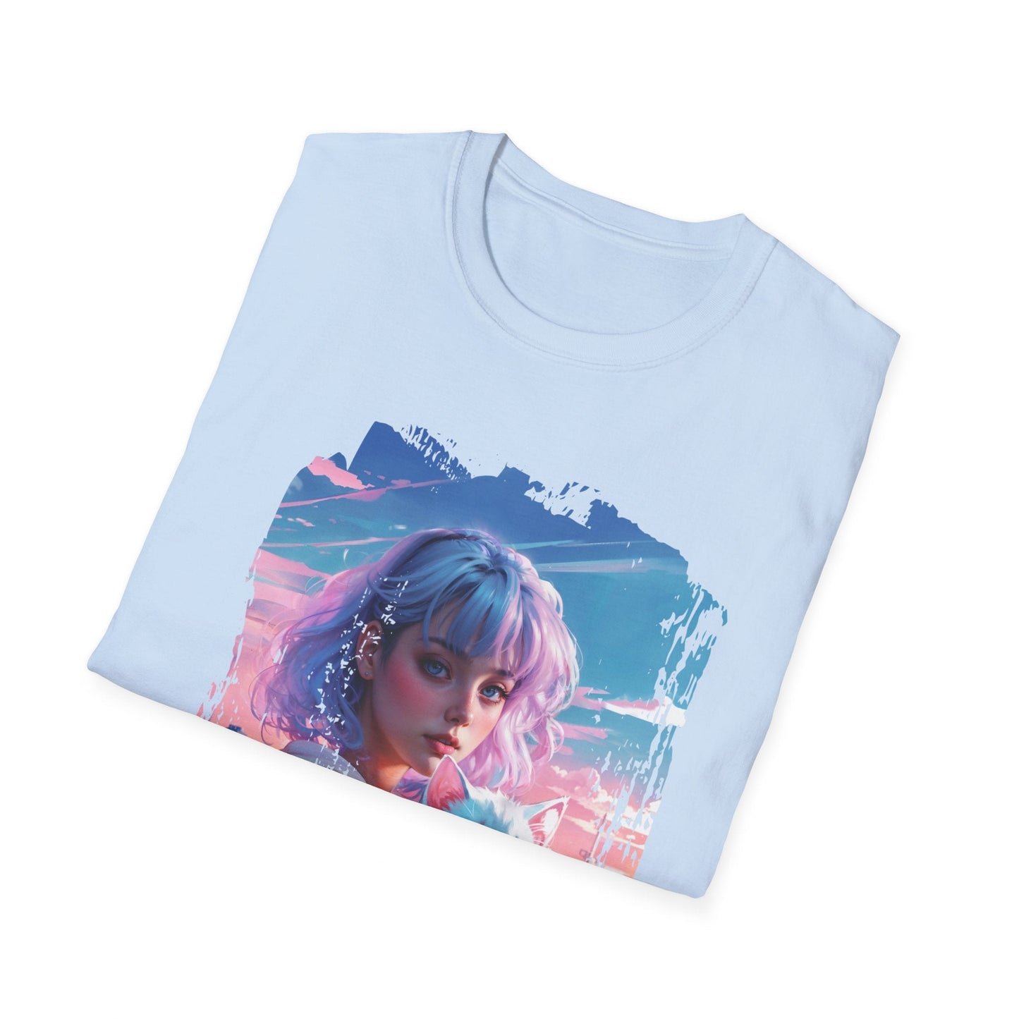 Unisex Softstyle T-Shirt - Anime Portrait of Cute and Cool - T-Shirt