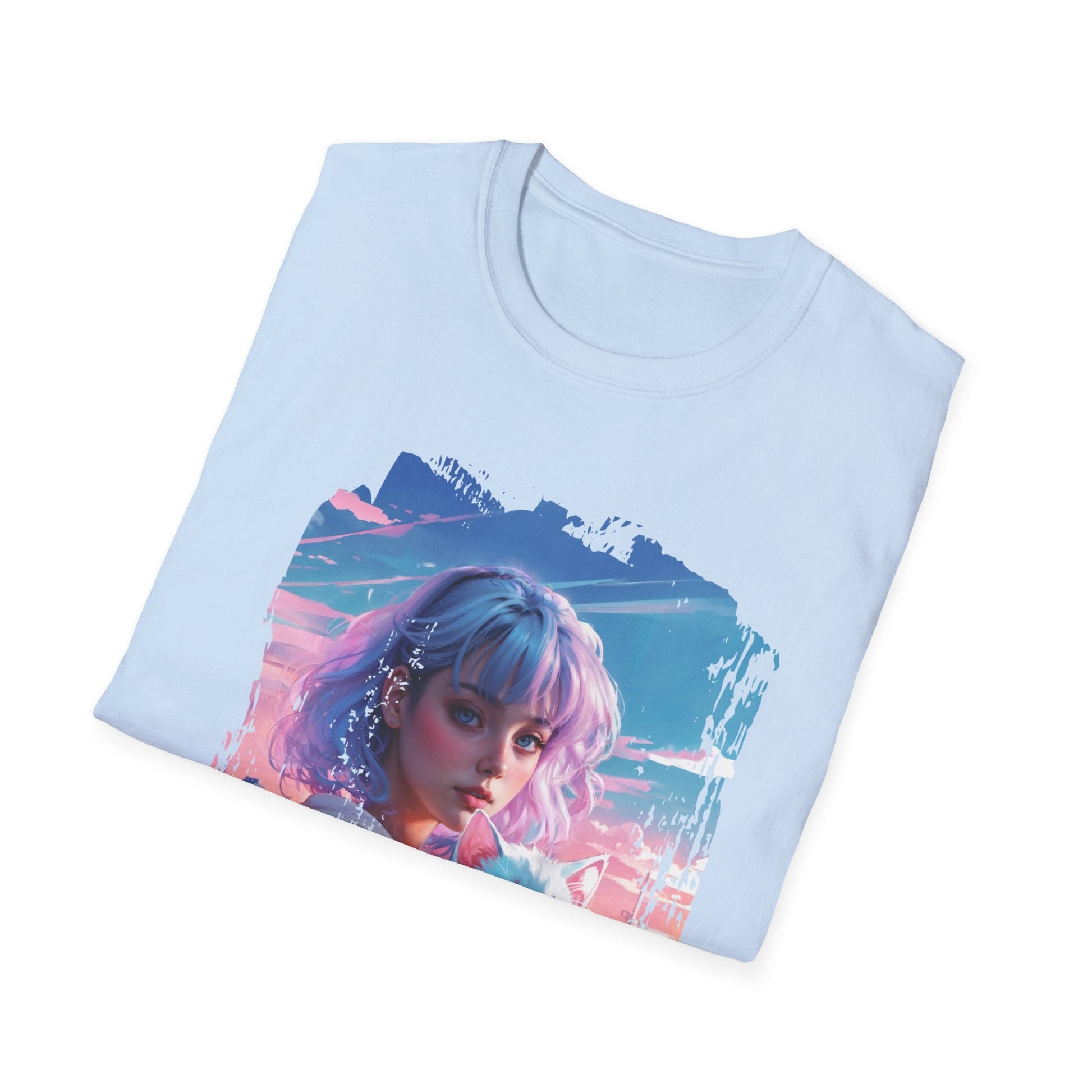 Unisex Softstyle T-Shirt - Anime Portrait of Cute and Cool - T-Shirt