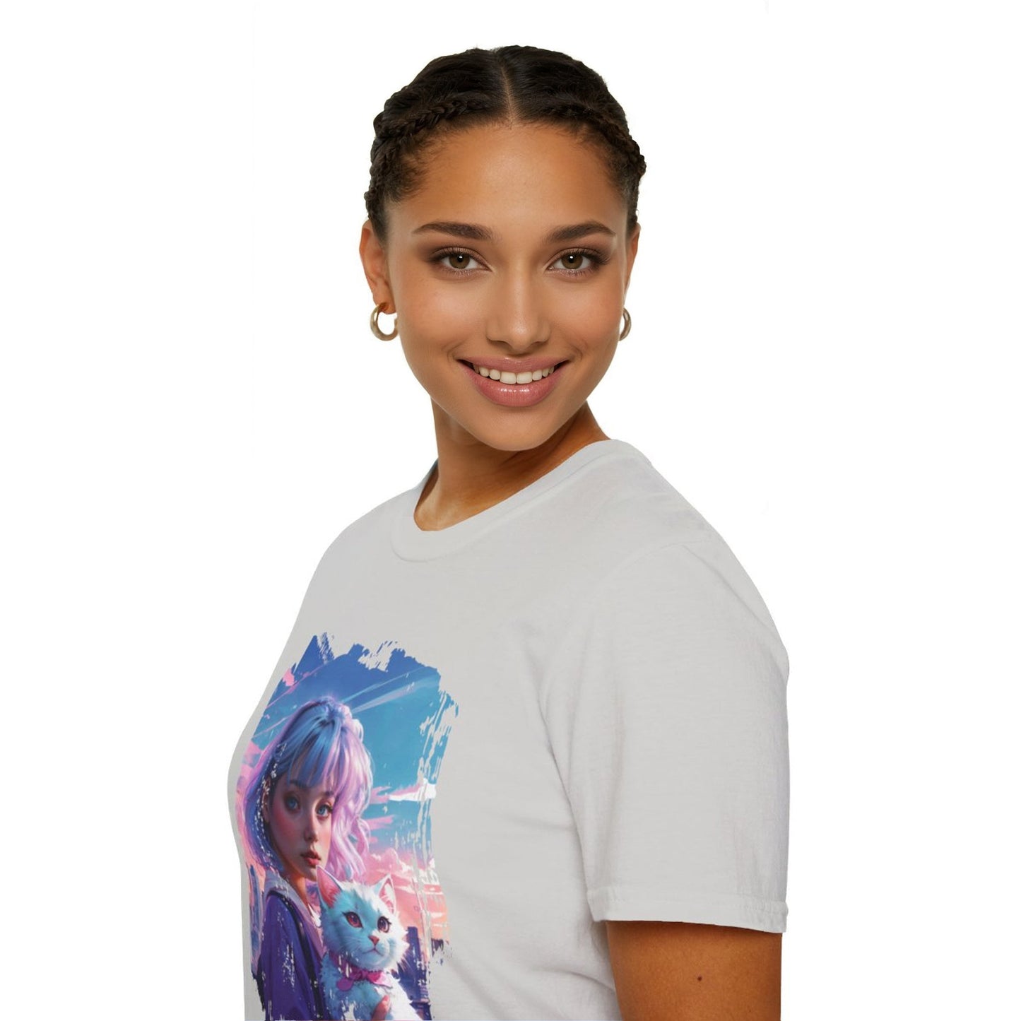 Unisex Softstyle T-Shirt - Anime Portrait of Cute and Cool - T-Shirt