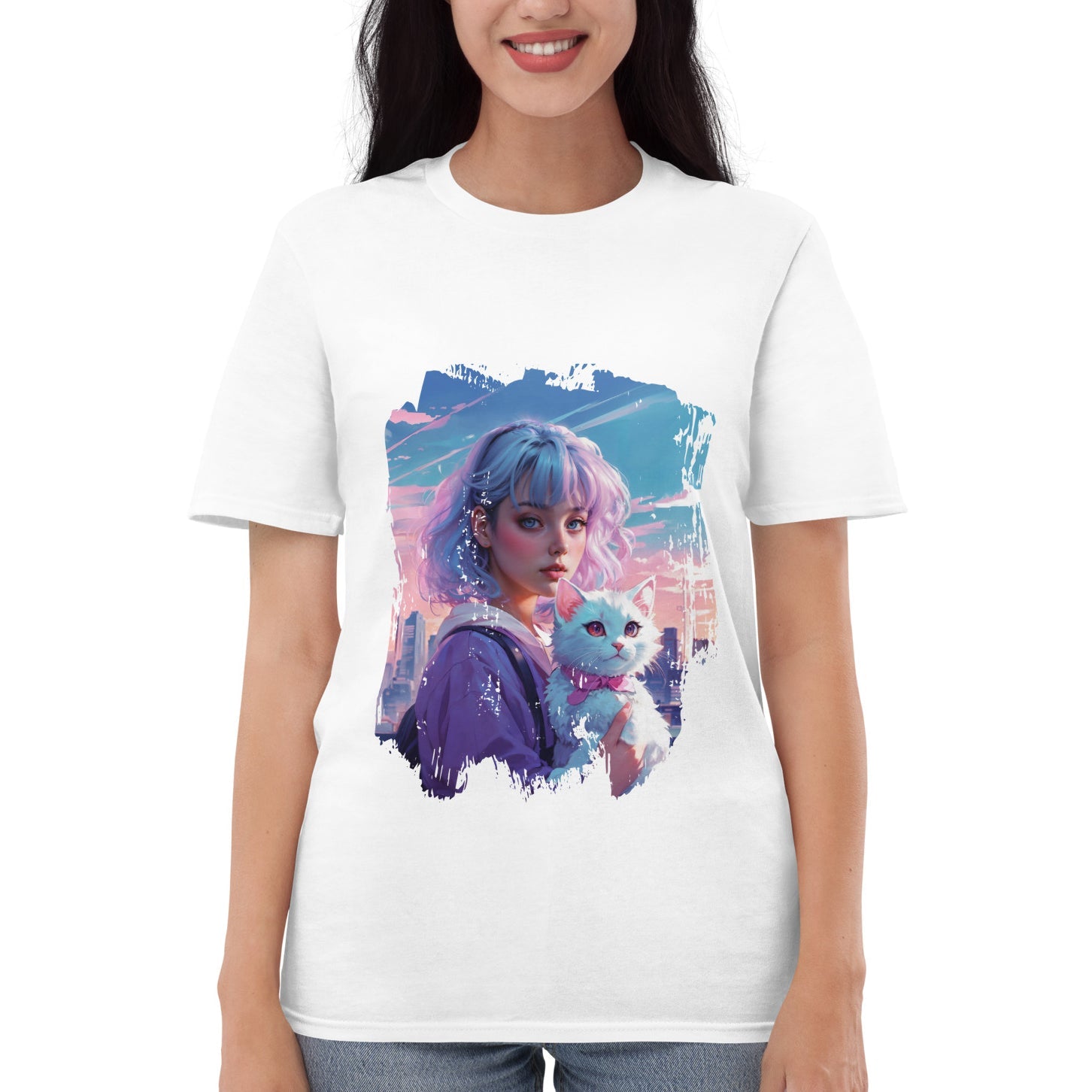 Unisex Softstyle T-Shirt - Anime Portrait of Cute and Cool - T-Shirt