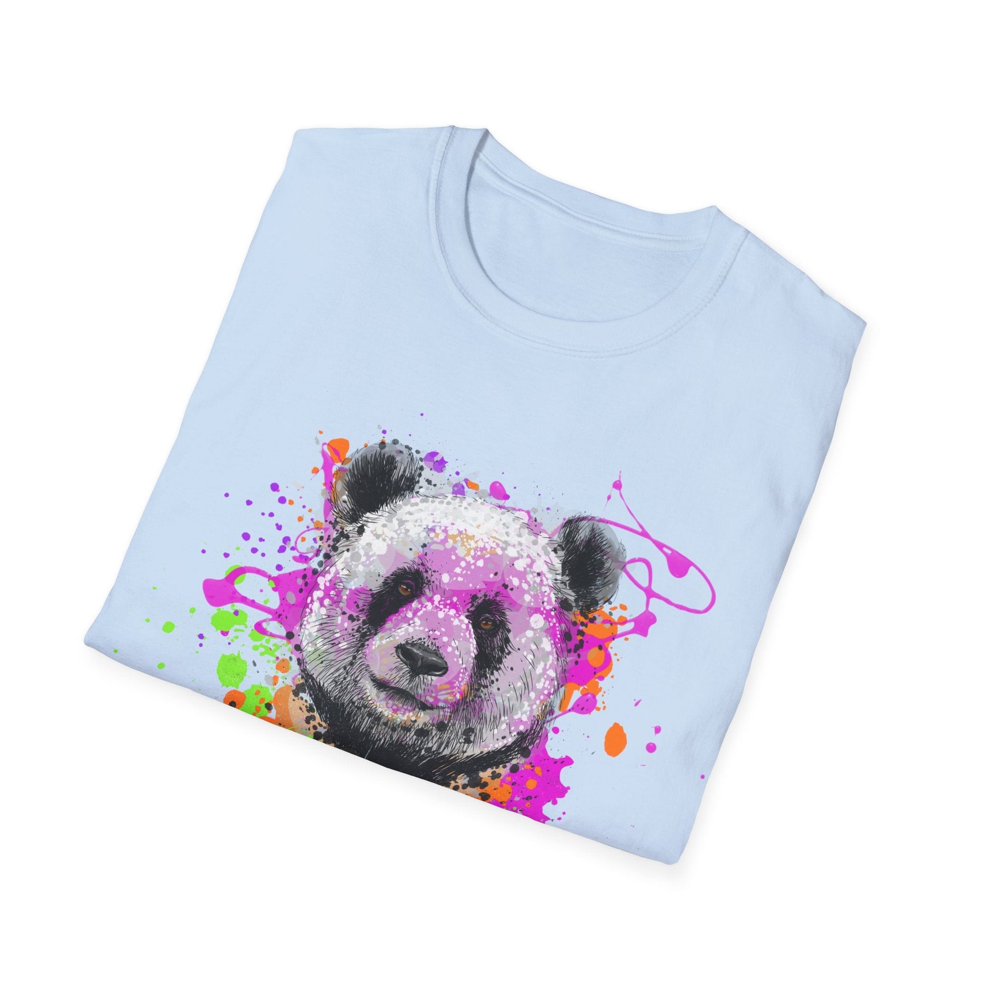 Unisex Softstyle T-Shirt Black and White Panda - T-Shirt