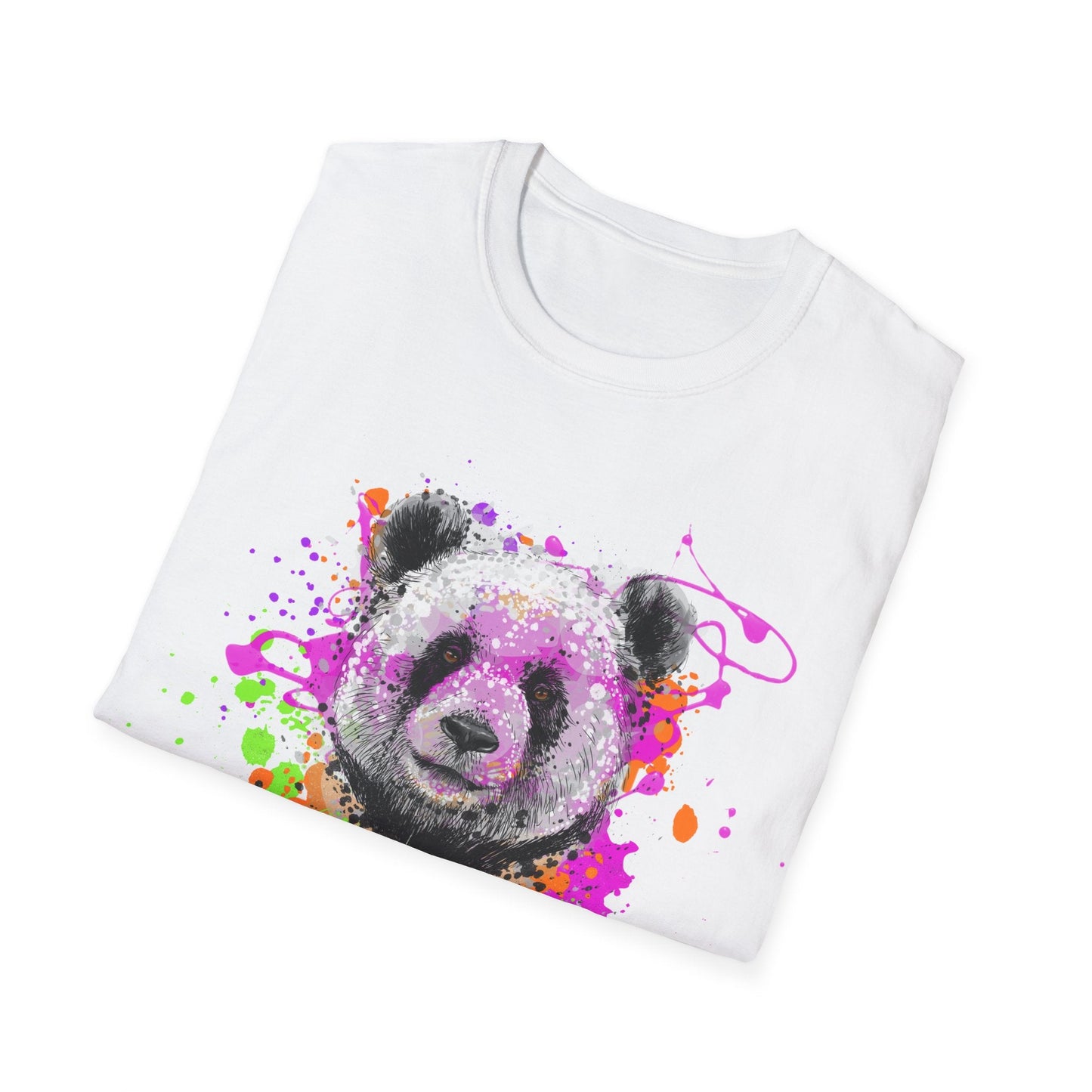 Unisex Softstyle T-Shirt Black and White Panda - T-Shirt