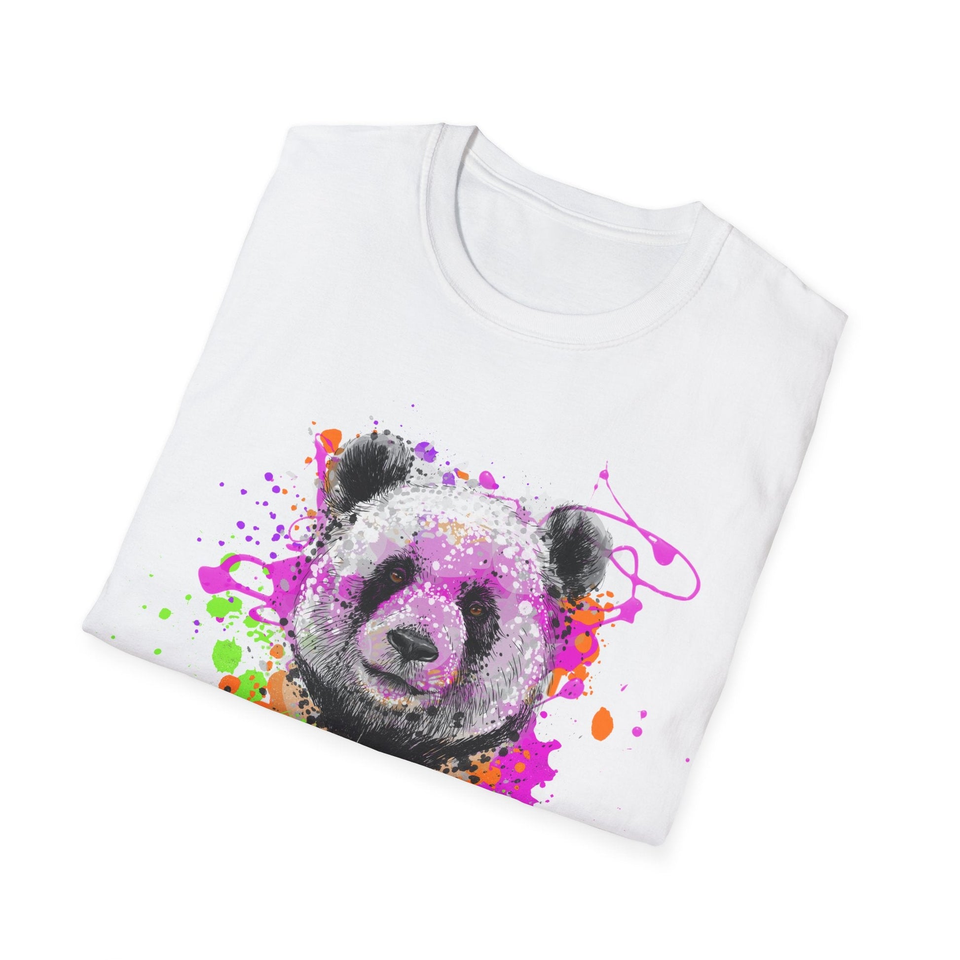 Unisex Softstyle T-Shirt Black and White Panda - T-Shirt