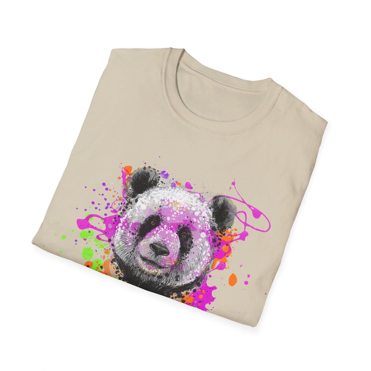 Unisex Softstyle T-Shirt Black and White Panda - T-Shirt