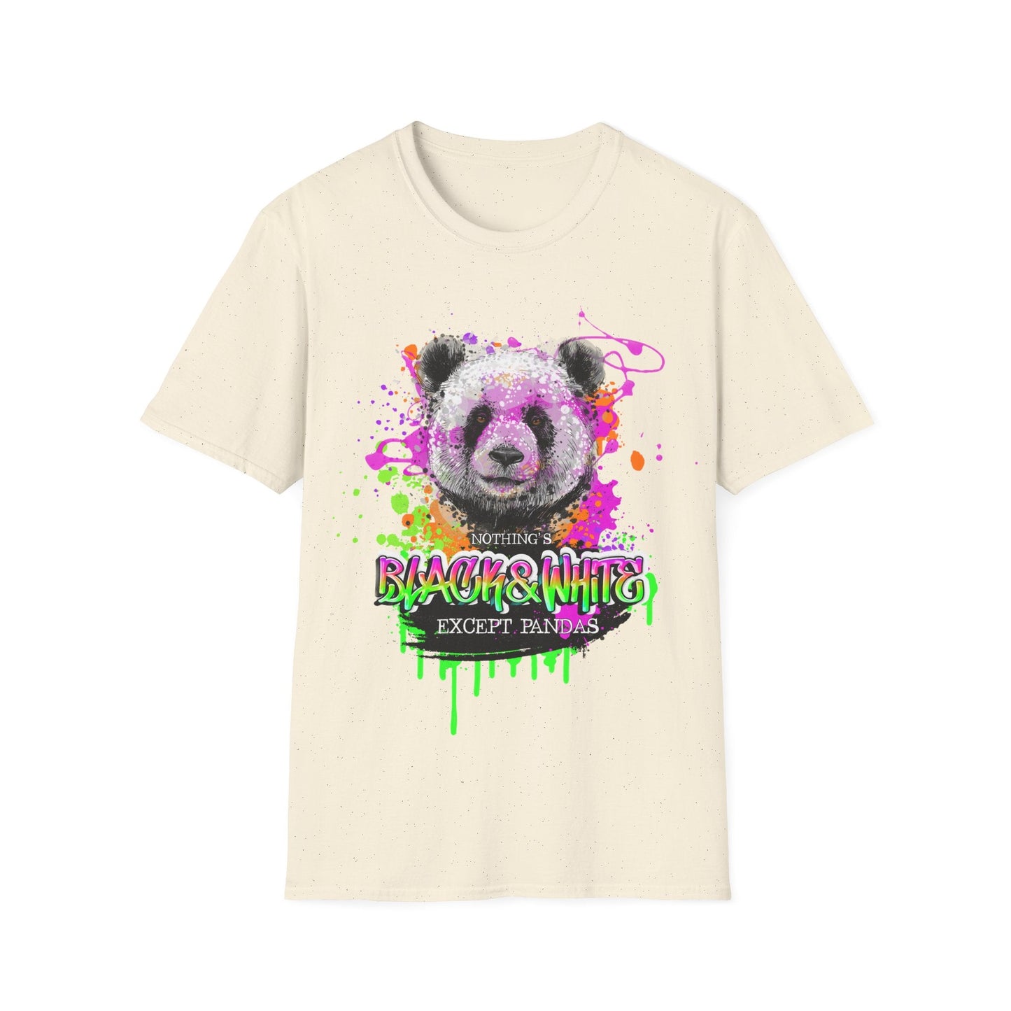 Unisex Softstyle T-Shirt Black and White Panda - Natural / S - T-Shirt