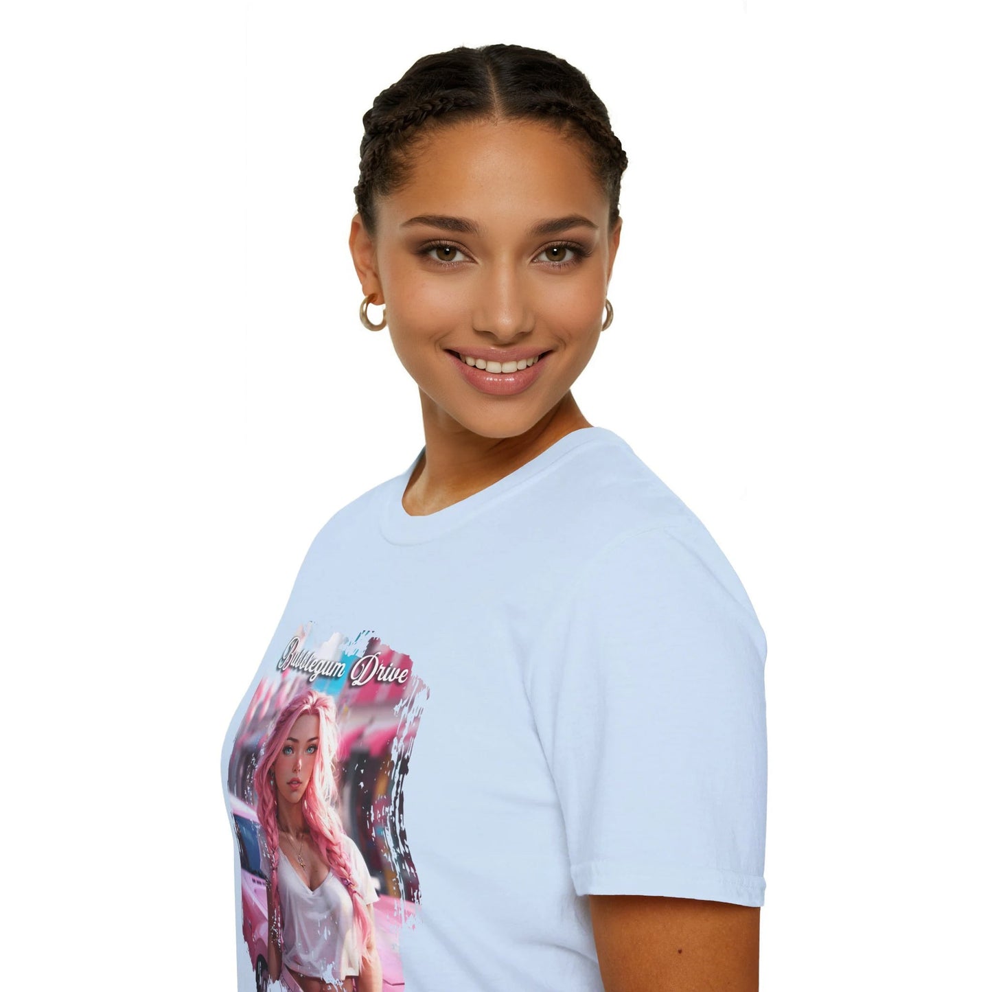 Unisex Softstyle T-Shirt - Bubblegum Drive Elegant Pink Car - T-Shirt