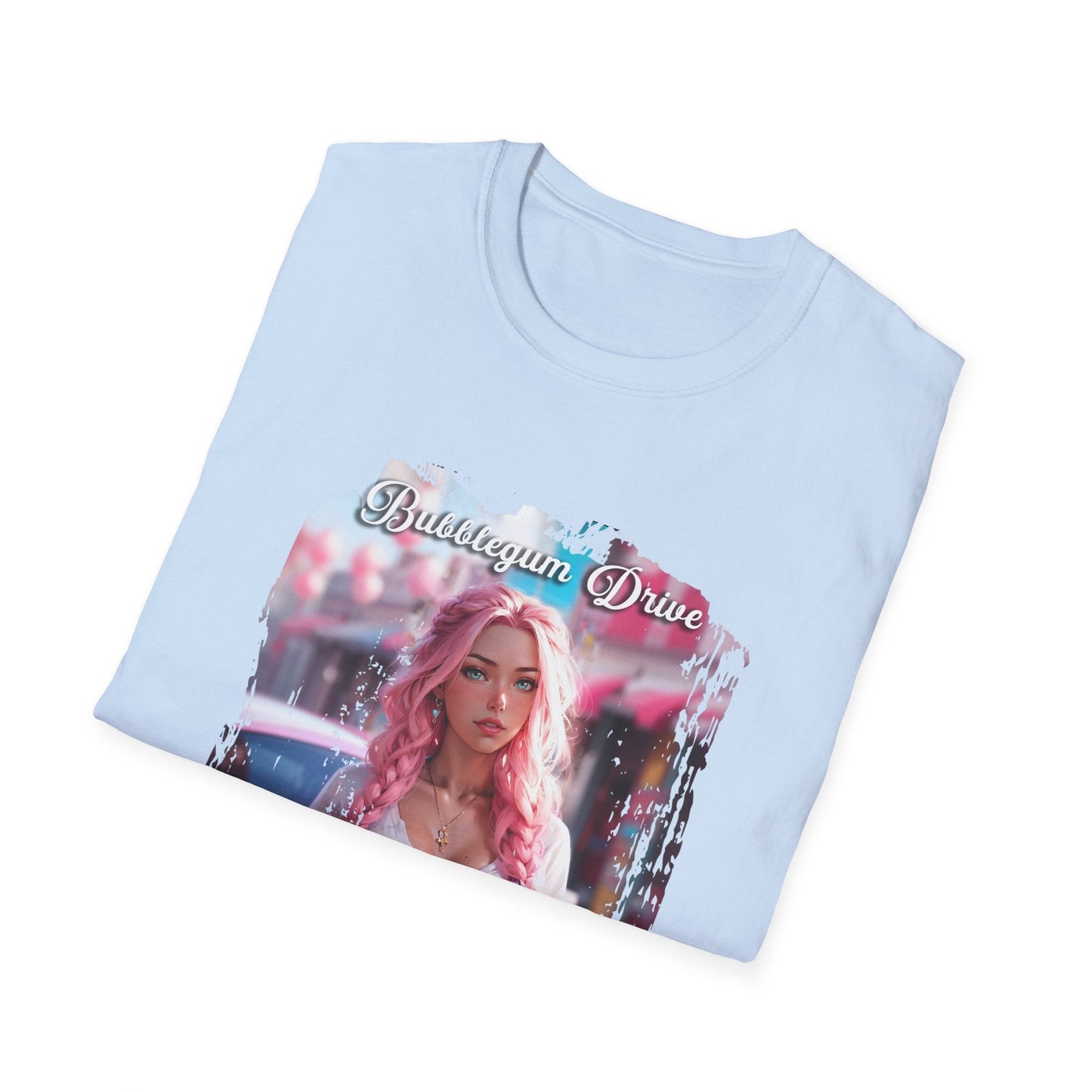 Unisex Softstyle T-Shirt - Bubblegum Drive Elegant Pink Car - T-Shirt