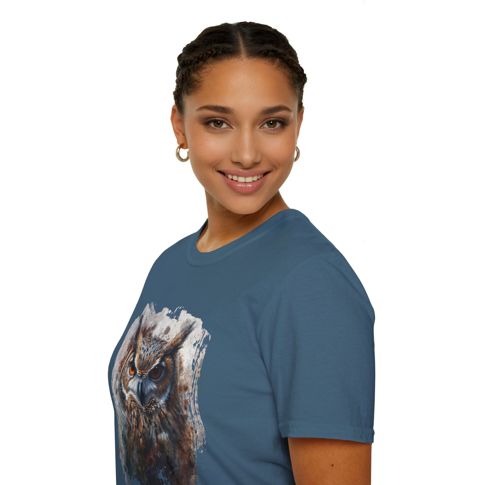 Unisex Softstyle T-Shirt- Enchanting Watercolor Owl Illustration - T-Shirt