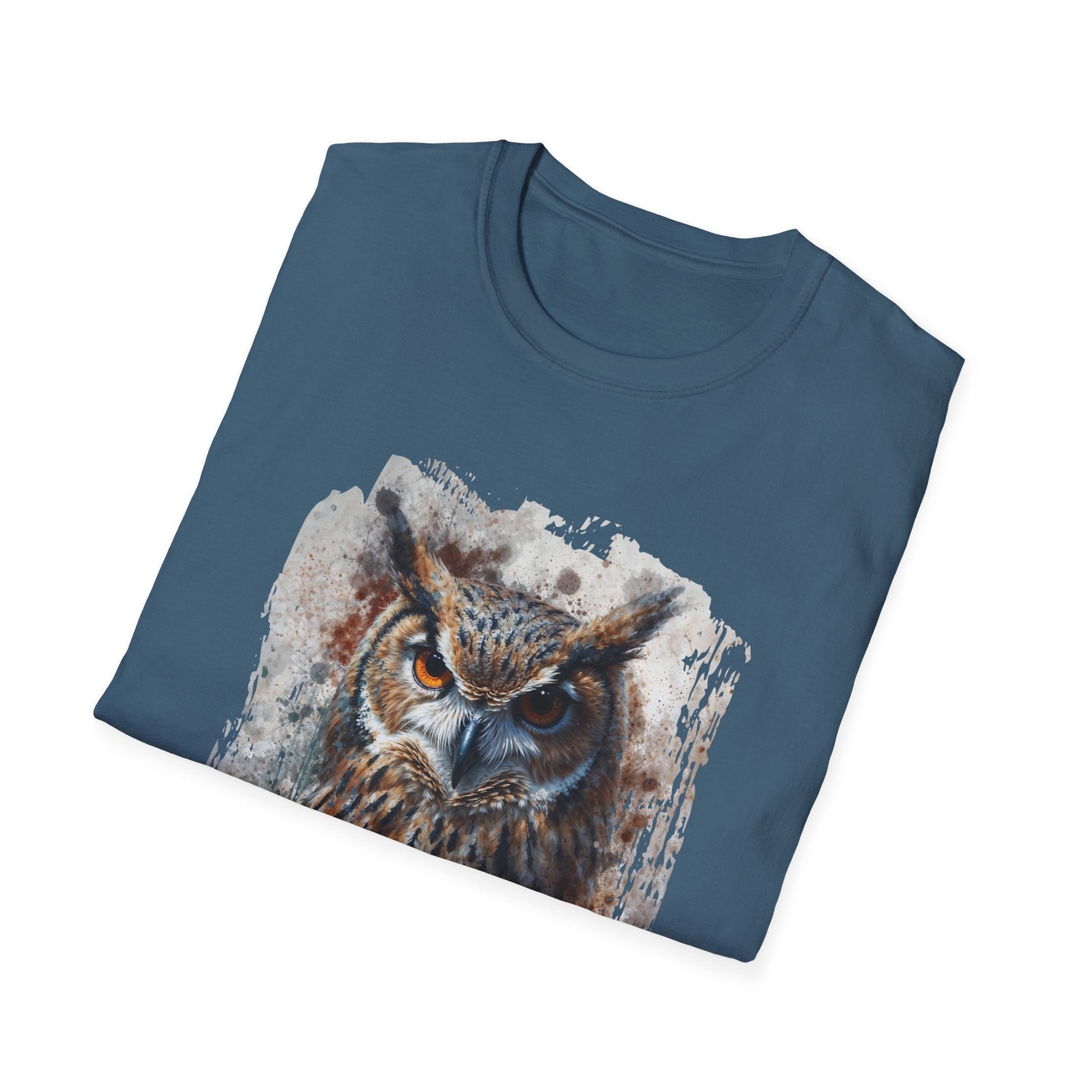 Unisex Softstyle T-Shirt- Enchanting Watercolor Owl Illustration - T-Shirt