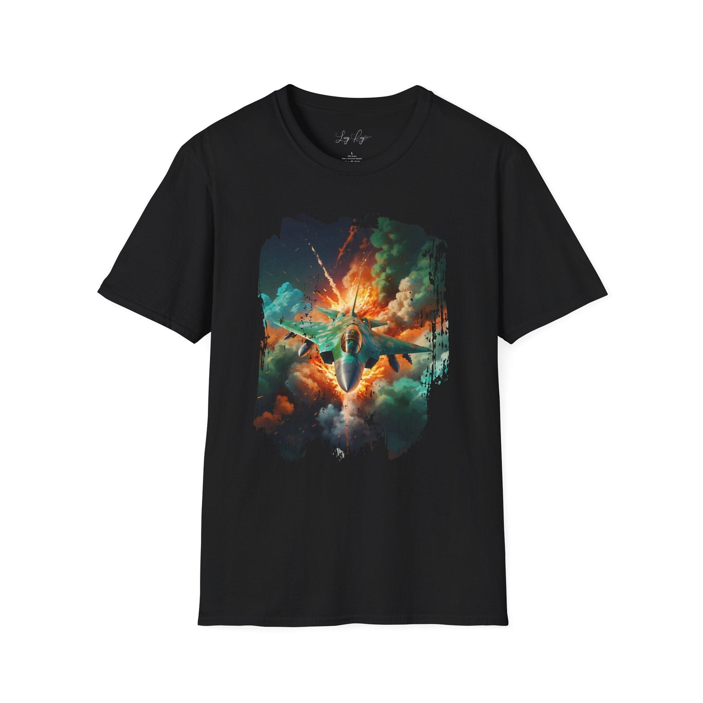 Unisex Softstyle T-Shirt- Fighter Jet Graphic Tee - Black / S - T-Shirt