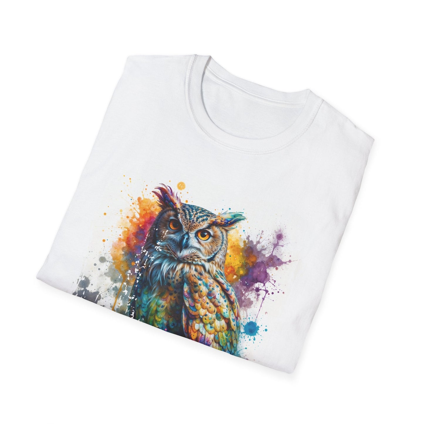 Unisex Softstyle T-Shirt - Vibrant Owl Artwork with motivational quote - T-Shirt