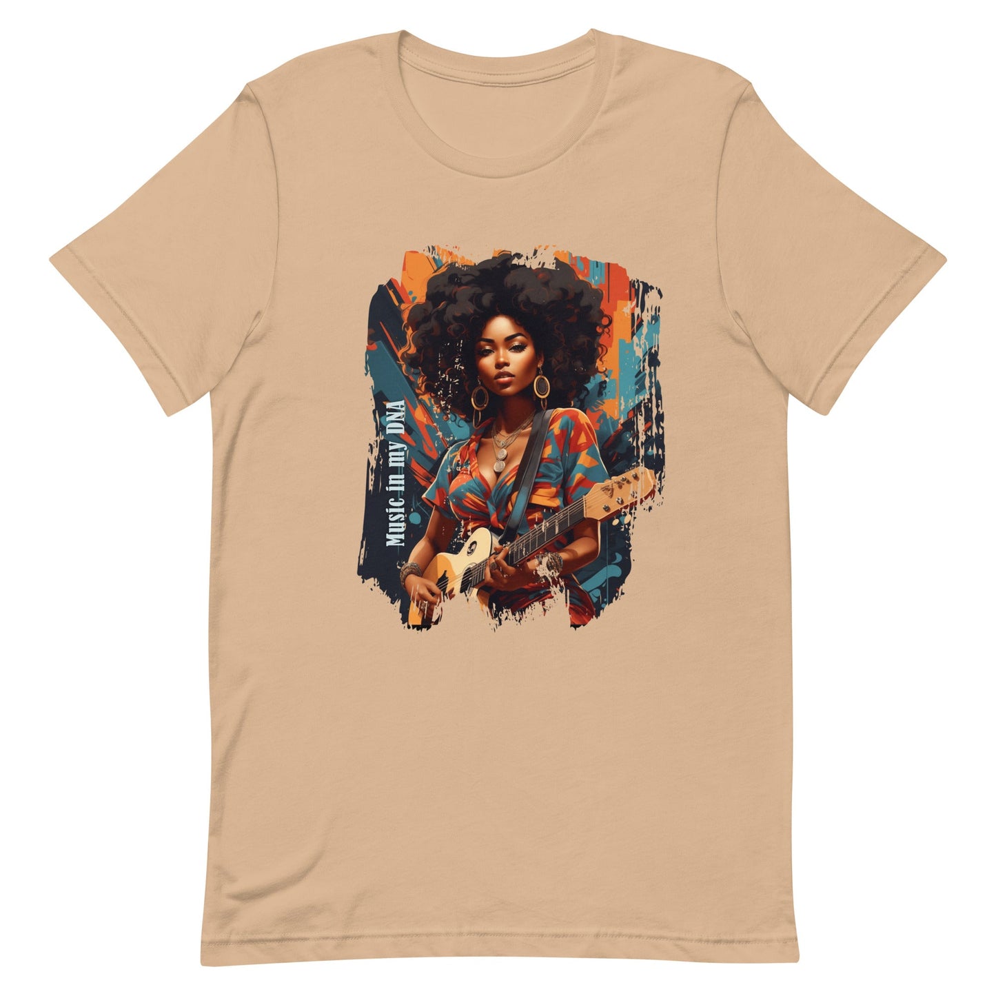 Unisex t-shirt -Music in my DNA - Tan / XS - T-Shirt