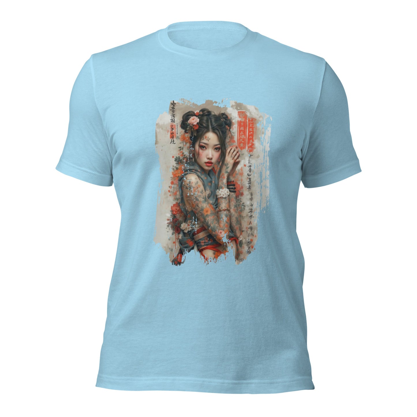 Unisex t-shirt - Samurai Bloom - Ocean Blue / S - T-Shirt
