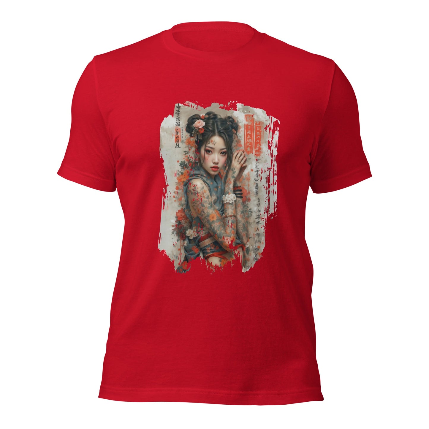 Unisex t-shirt - Samurai Bloom - Red / XS - T-Shirt