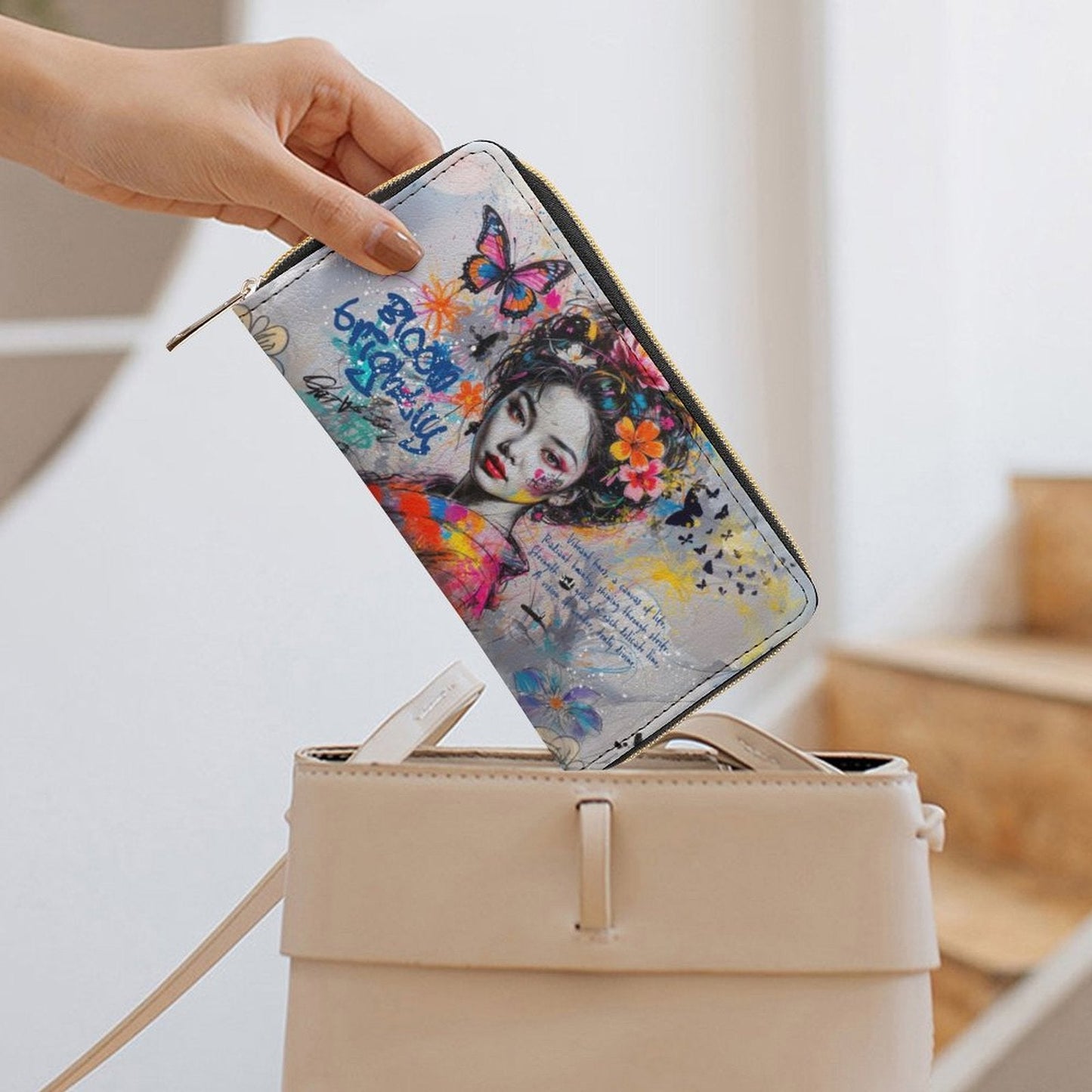 Wallet - Asian Woman Street Style art - white / 19.7x10.5cm - Wallets