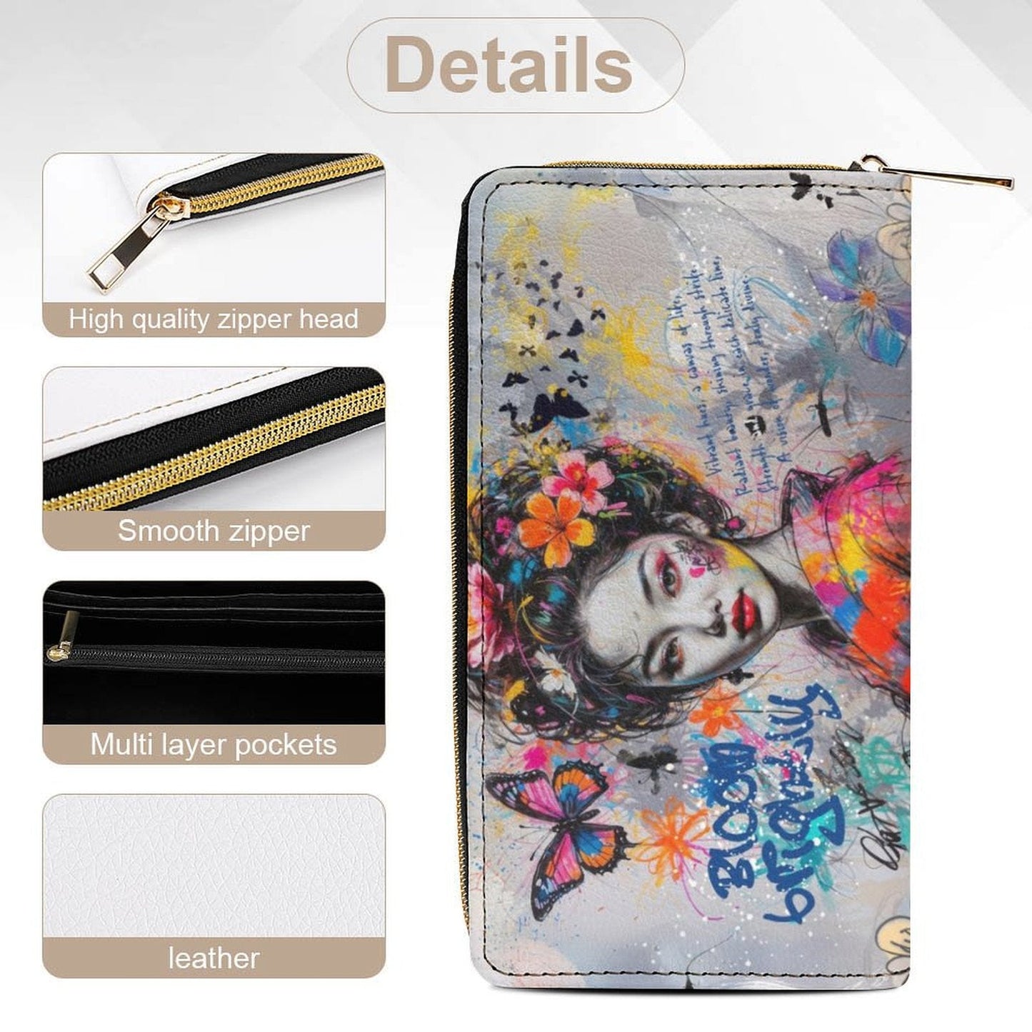 Wallet - Asian Woman Street Style art - white / 19.7x10.5cm - Wallets