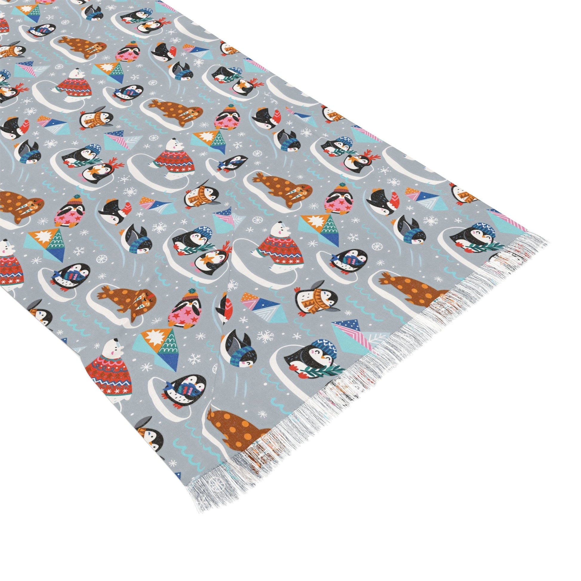Whimsical Light Scarf with Playful Food & Animal Prints - 27’’ × 73’’ - All Over Prints