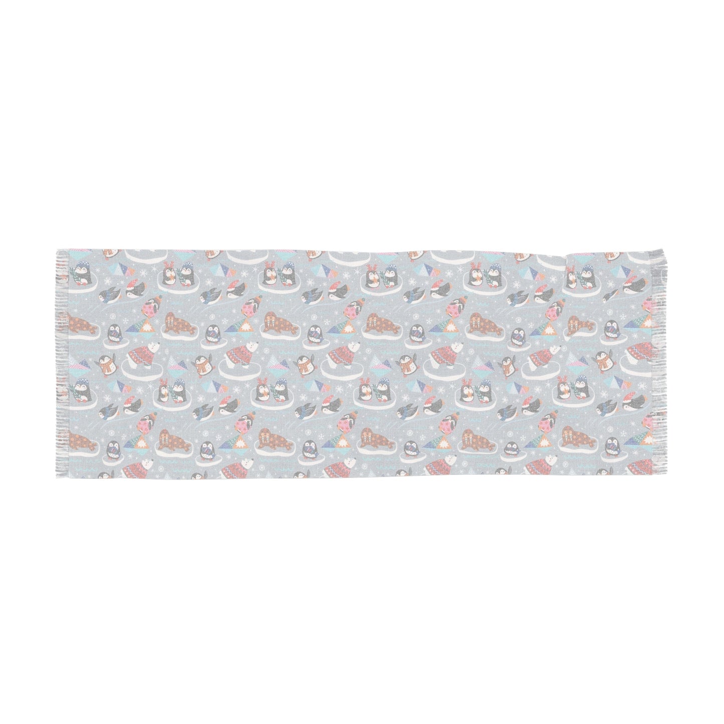 Whimsical Light Scarf with Playful Food & Animal Prints - 27’’ × 73’’ - All Over Prints