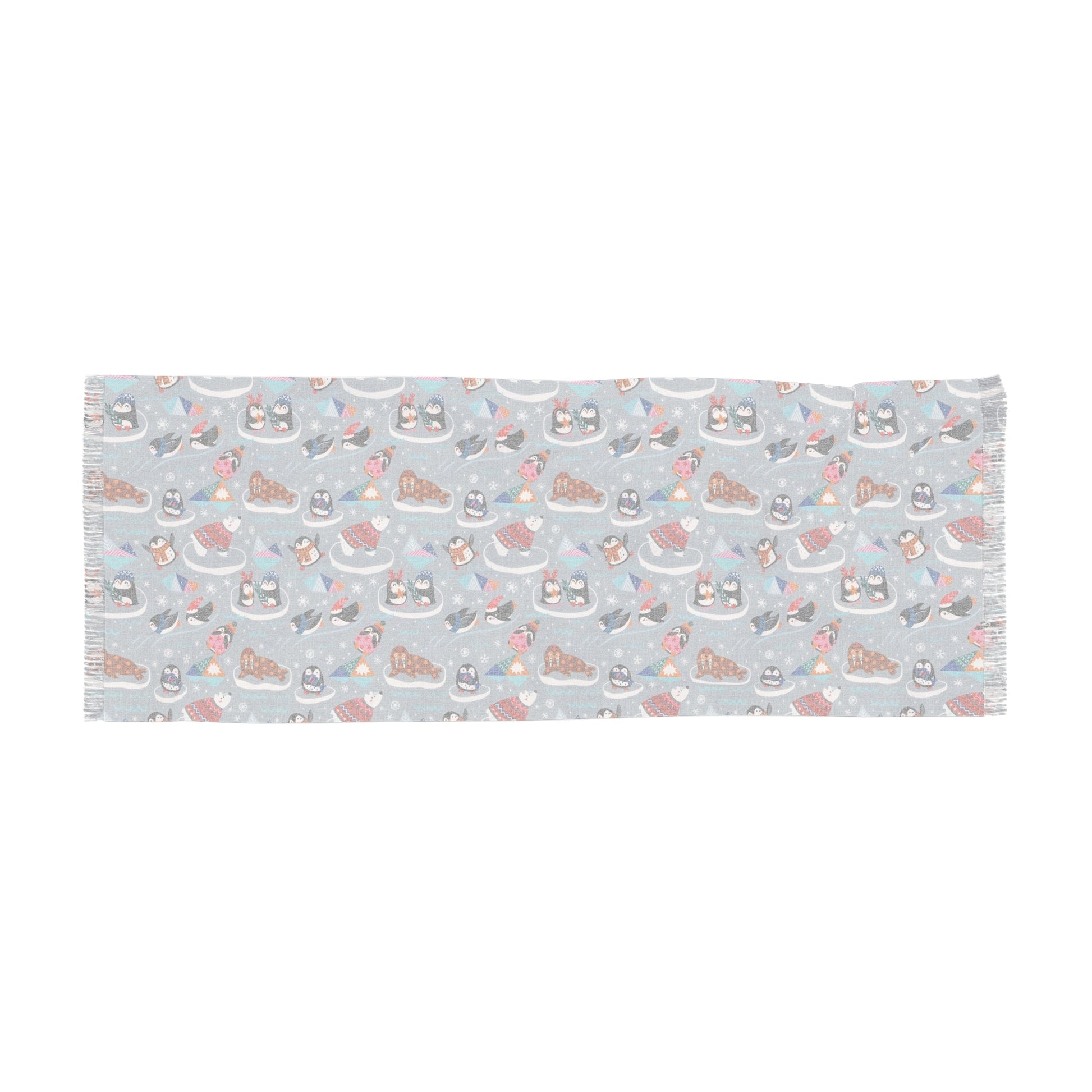 Whimsical Light Scarf with Playful Food & Animal Prints - 27’’ × 73’’ - All Over Prints