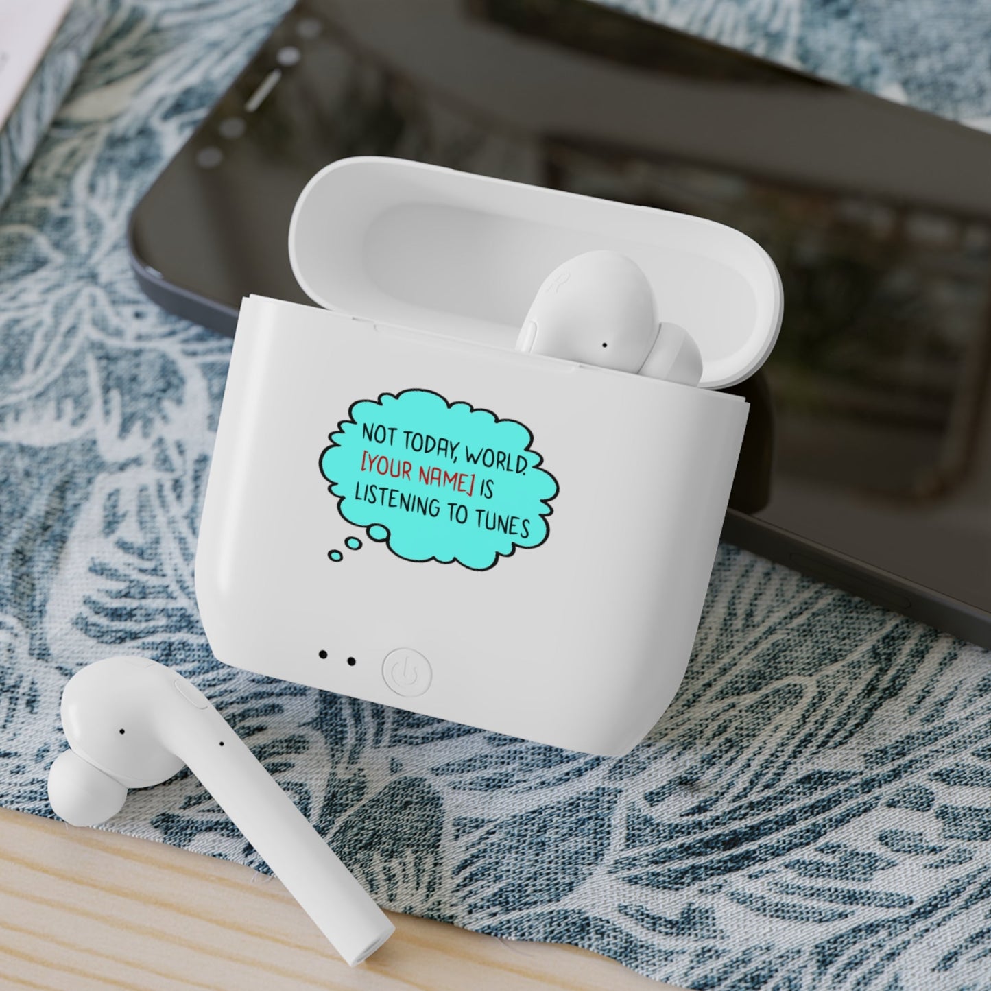 Wireless Earbuds with Customizable Funny Quote - White / One size - Accessories