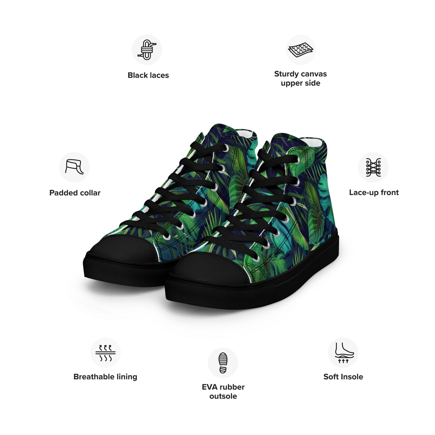 Women’s Lush Jungle Print High-Top Canvas Shoes