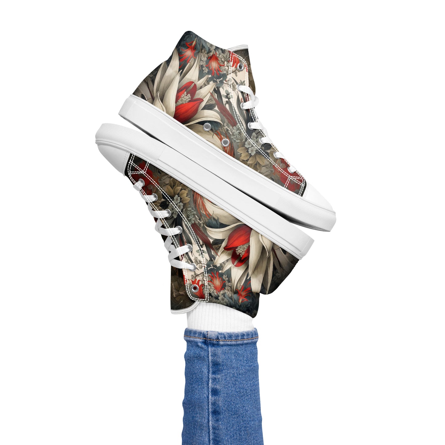 Women’s Floral High-Top Canvas Sneakers